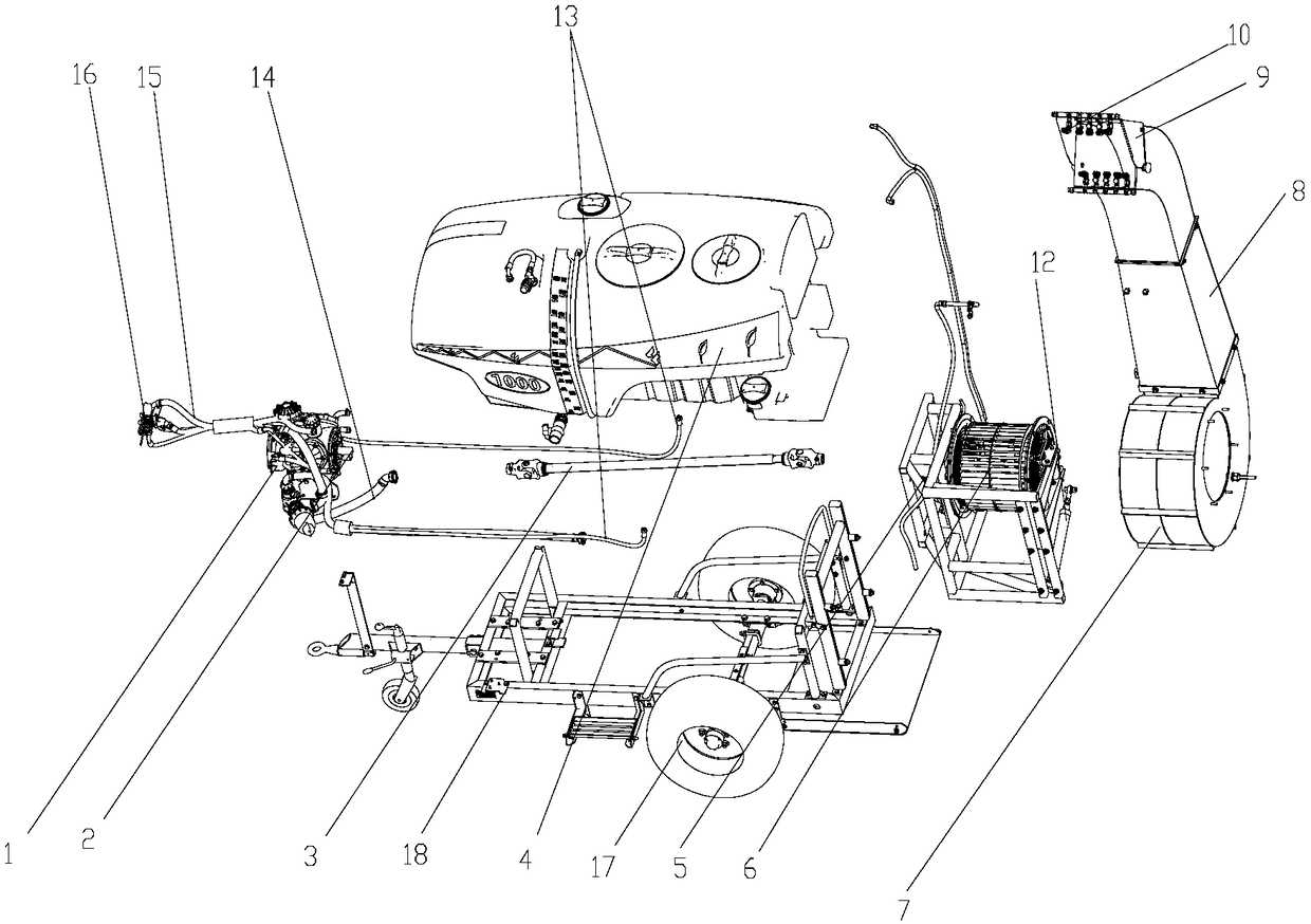 A kind of powerful wind sent remote spraying equipment