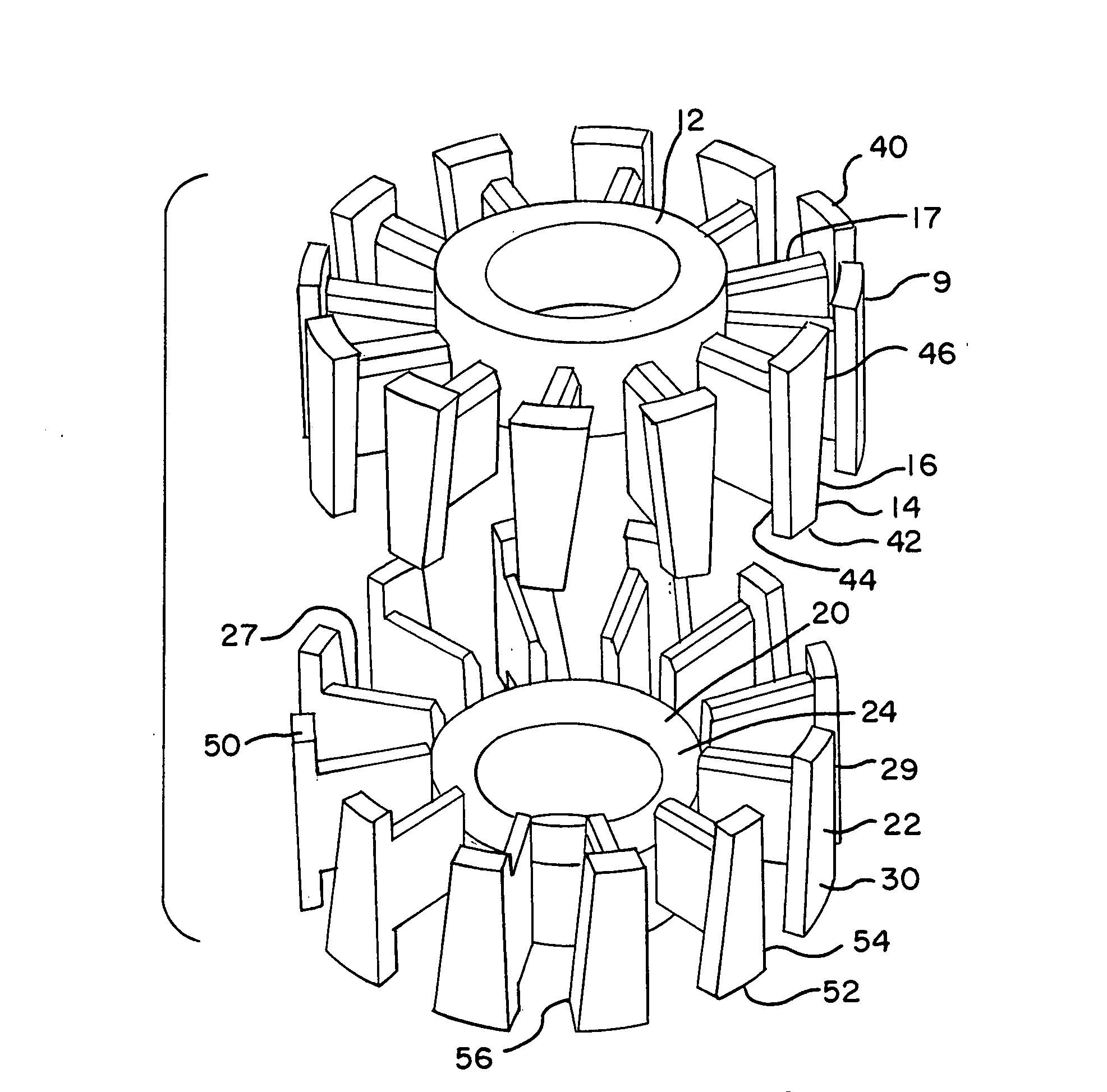 Magnetic powder metal composite core for electrical machines