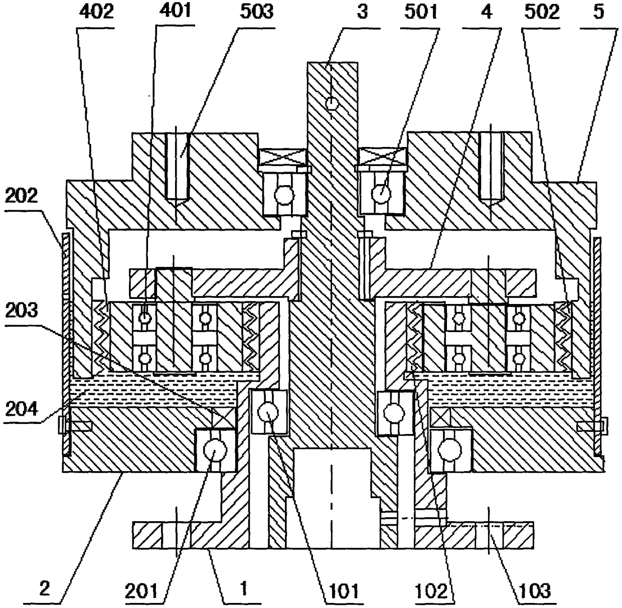 Outer rotor vertical axis planetary gear speed increaser