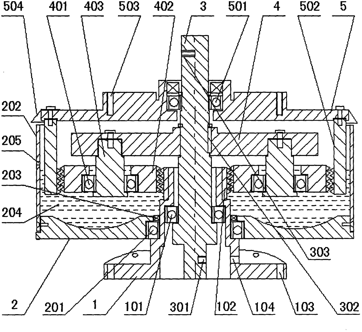 Outer rotor vertical axis planetary gear speed increaser