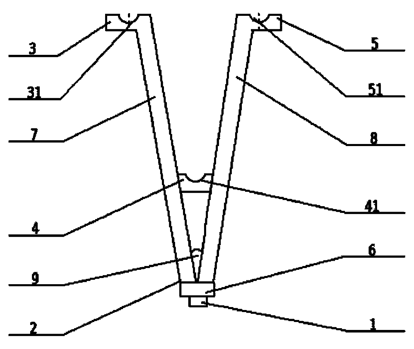 Conductor support frame for mechanical vibrating deicing of three-bundle conductor