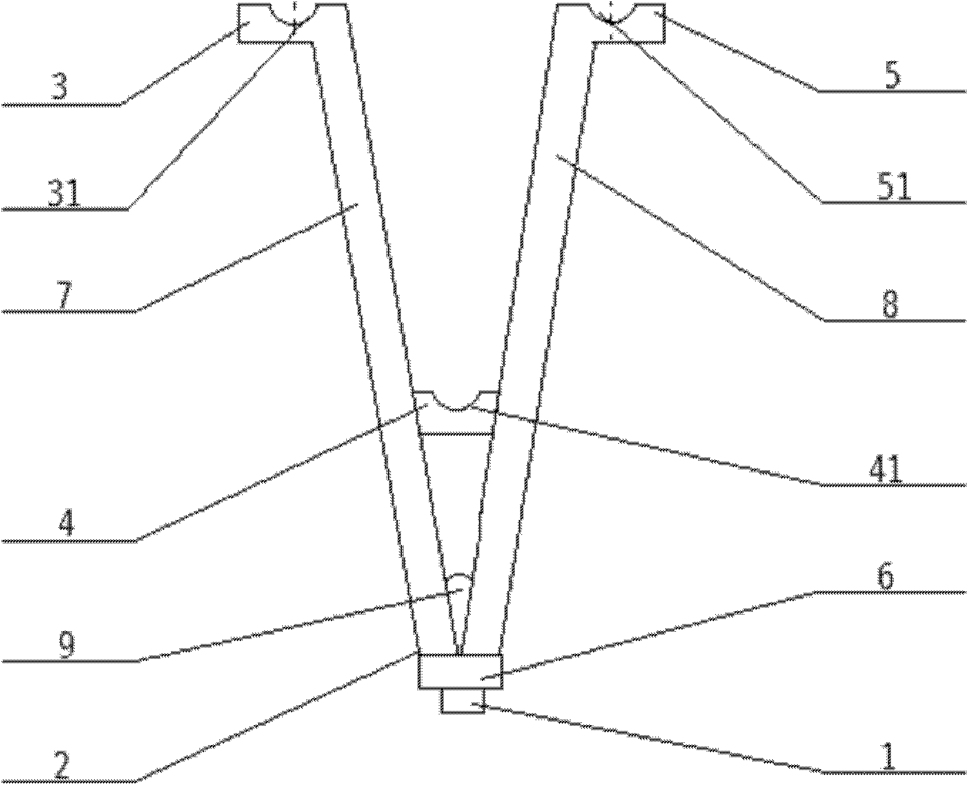 Conductor support frame for mechanical vibrating deicing of three-bundle conductor