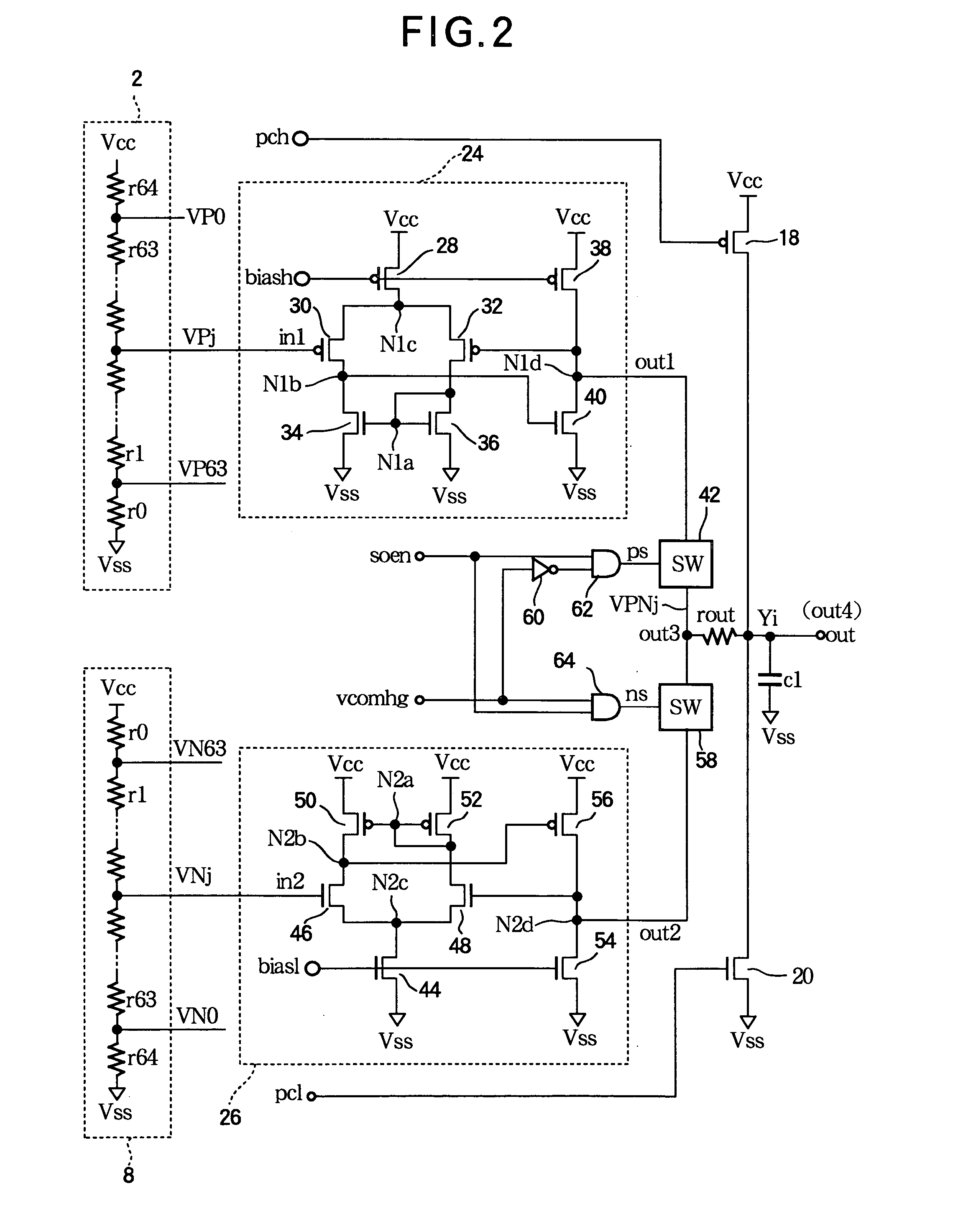 Voltage generating circuit with two resistor ladders