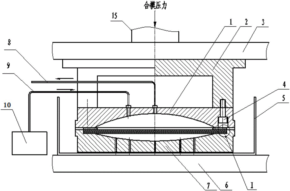 Hydraulic forming device of molybdenum grid for iron thruster