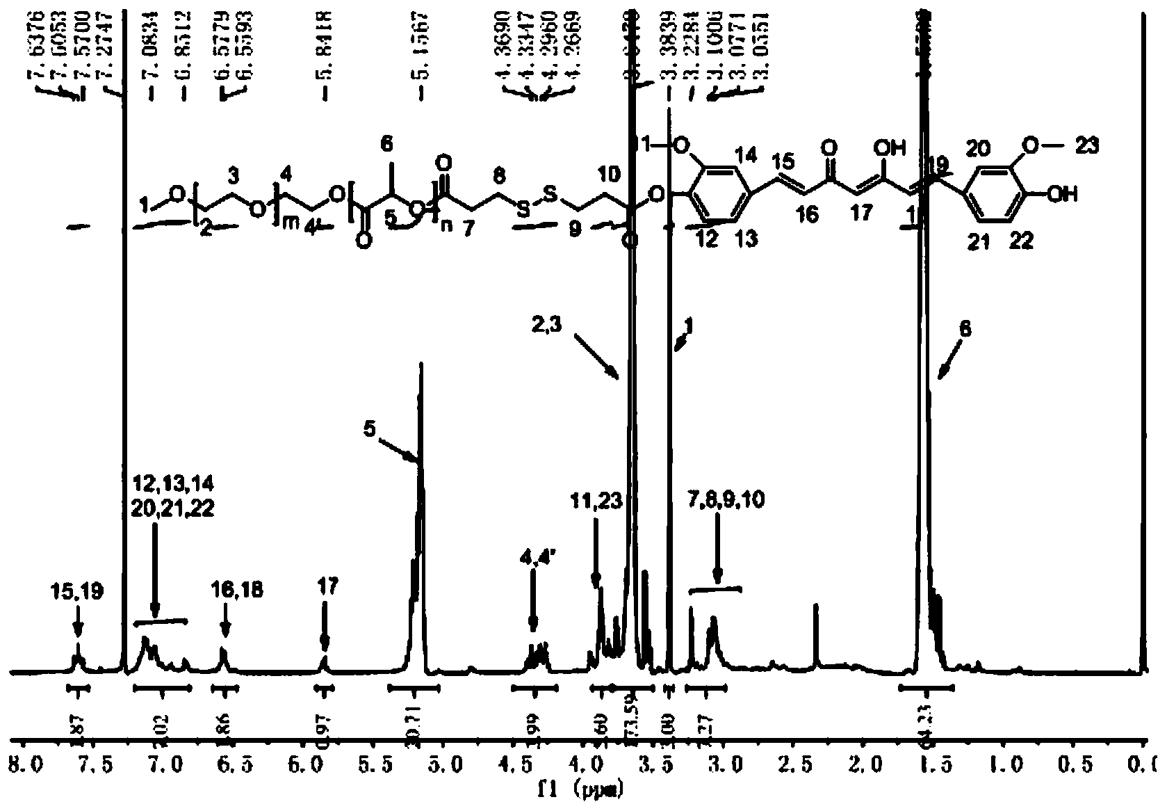 Curcumin prodrug micelle with oxidation and reduction sensitivity, micellar monomer and preparation method of micellar monomer