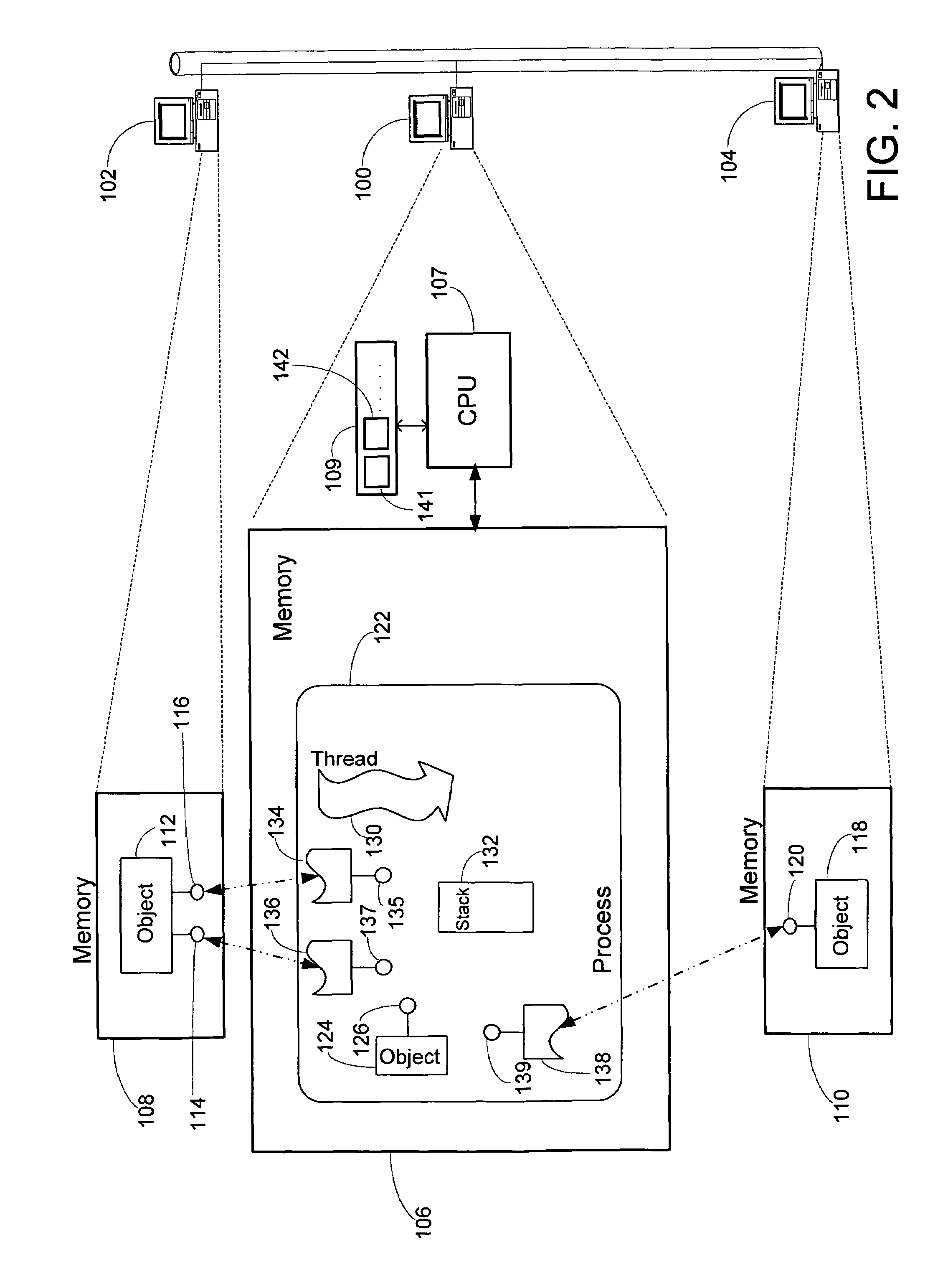 Method and system for debugging a program from within a thread of execution of the program