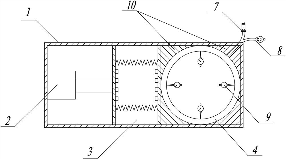 A device and method for simulating the stress of a circular tunnel tire lining support structure