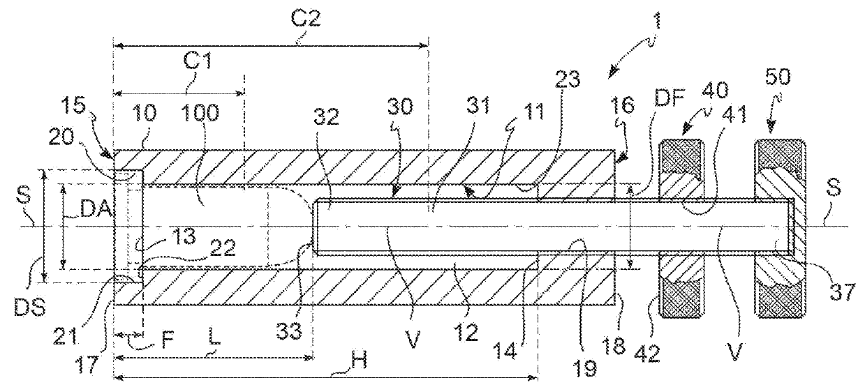 Multi-caliber dimensional inspection device for an assembled cartridge