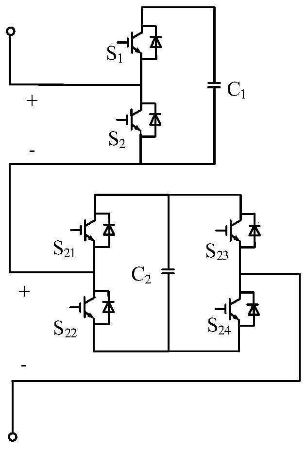Diode clamping hybrid MMC circuit with self-voltage-sharing capability