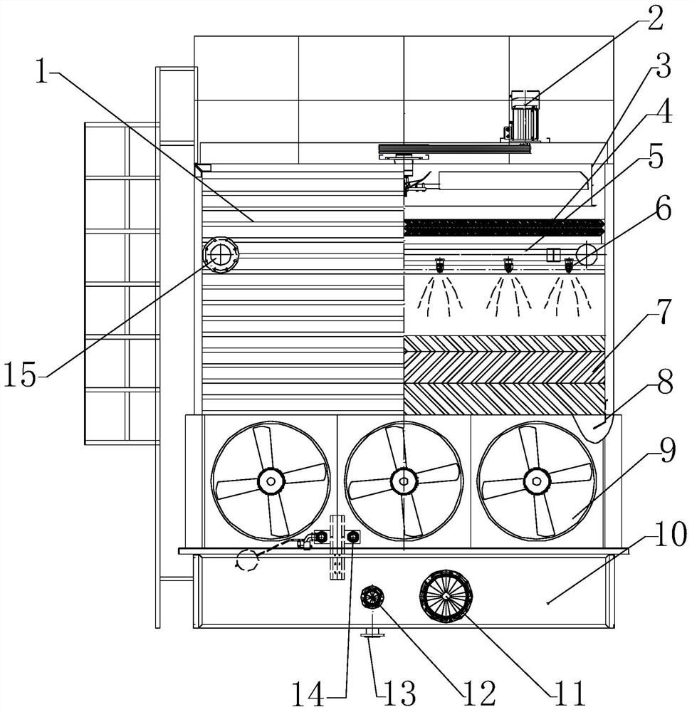 Ultra-low-noise countercurrent opening cooling tower