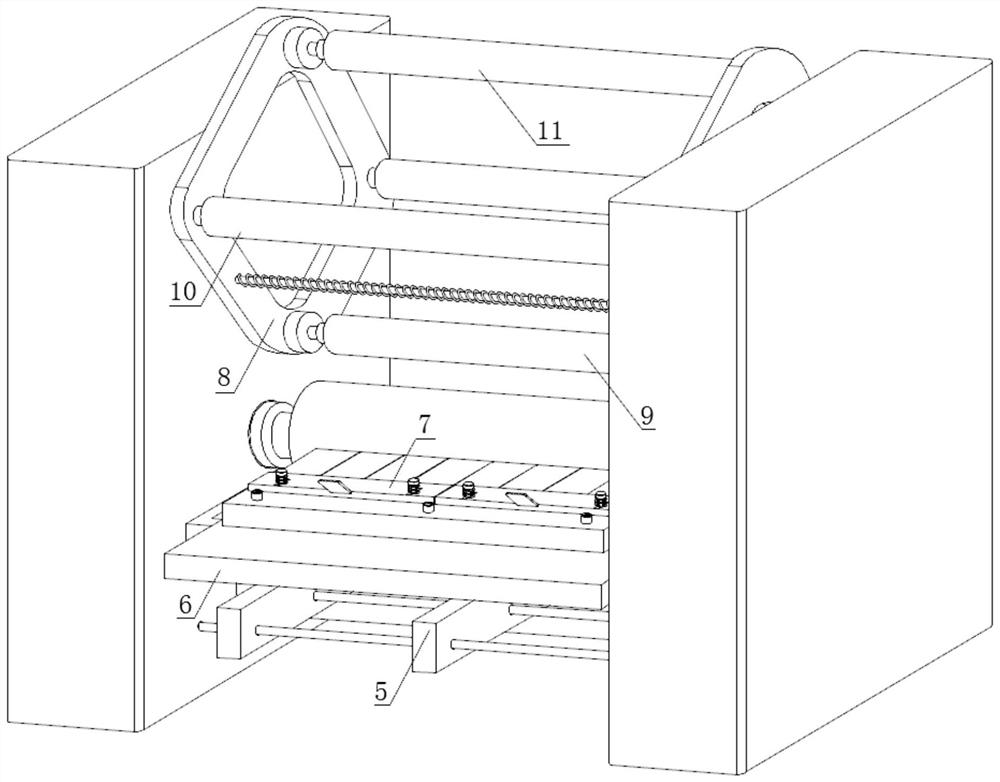 Printing device for film of packaging bag and printing process thereof