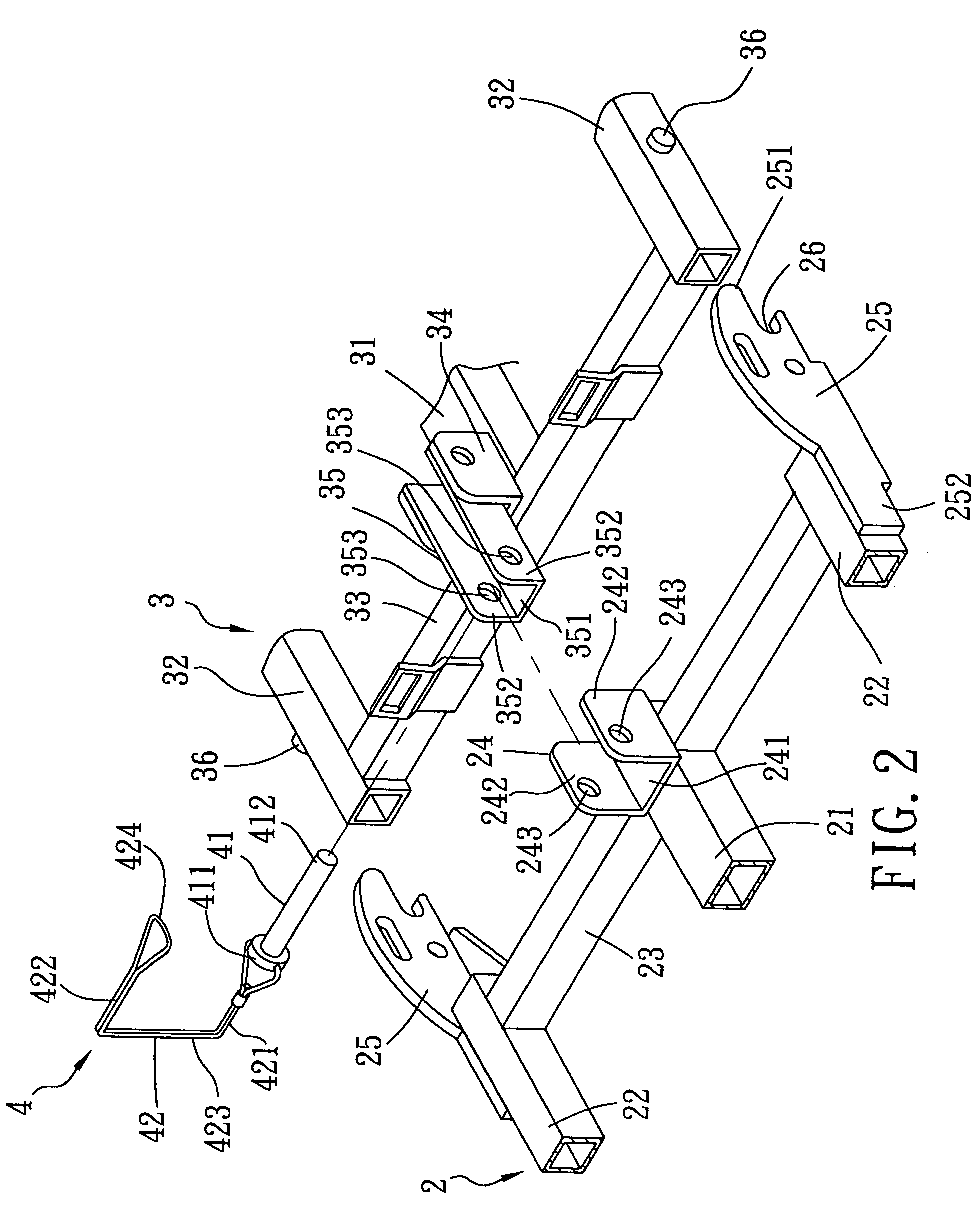 Vehicle chassis having a locking device for securing connection between first and second chassis members