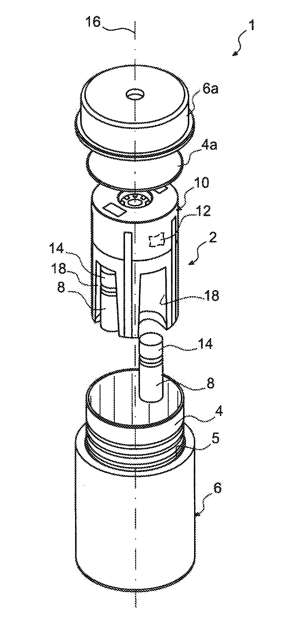 Packaging device for the transport and/or storage of a radioactive medium