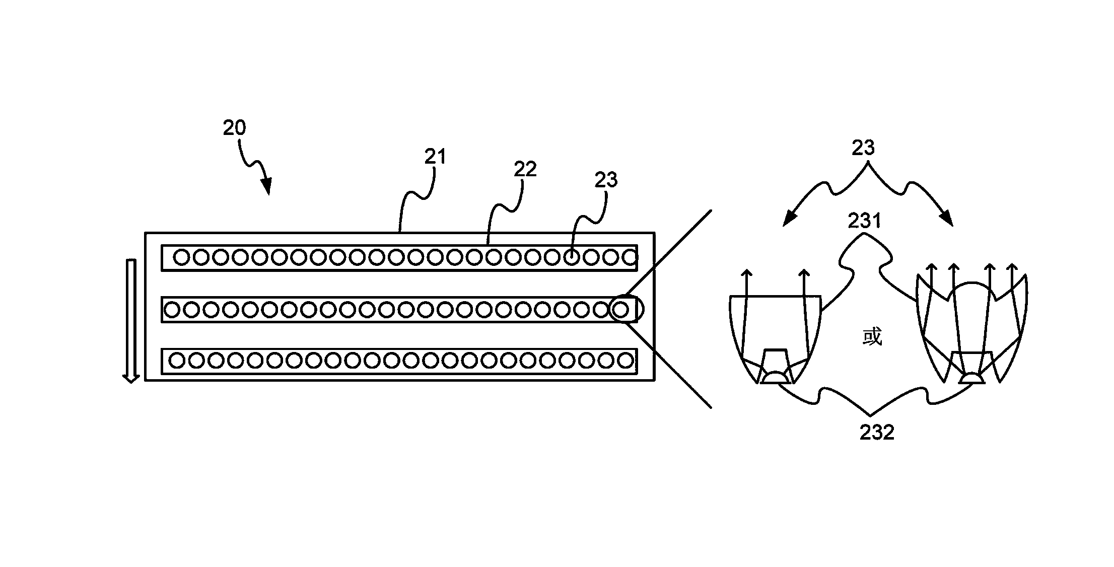 Scanning UV-LED exposure device