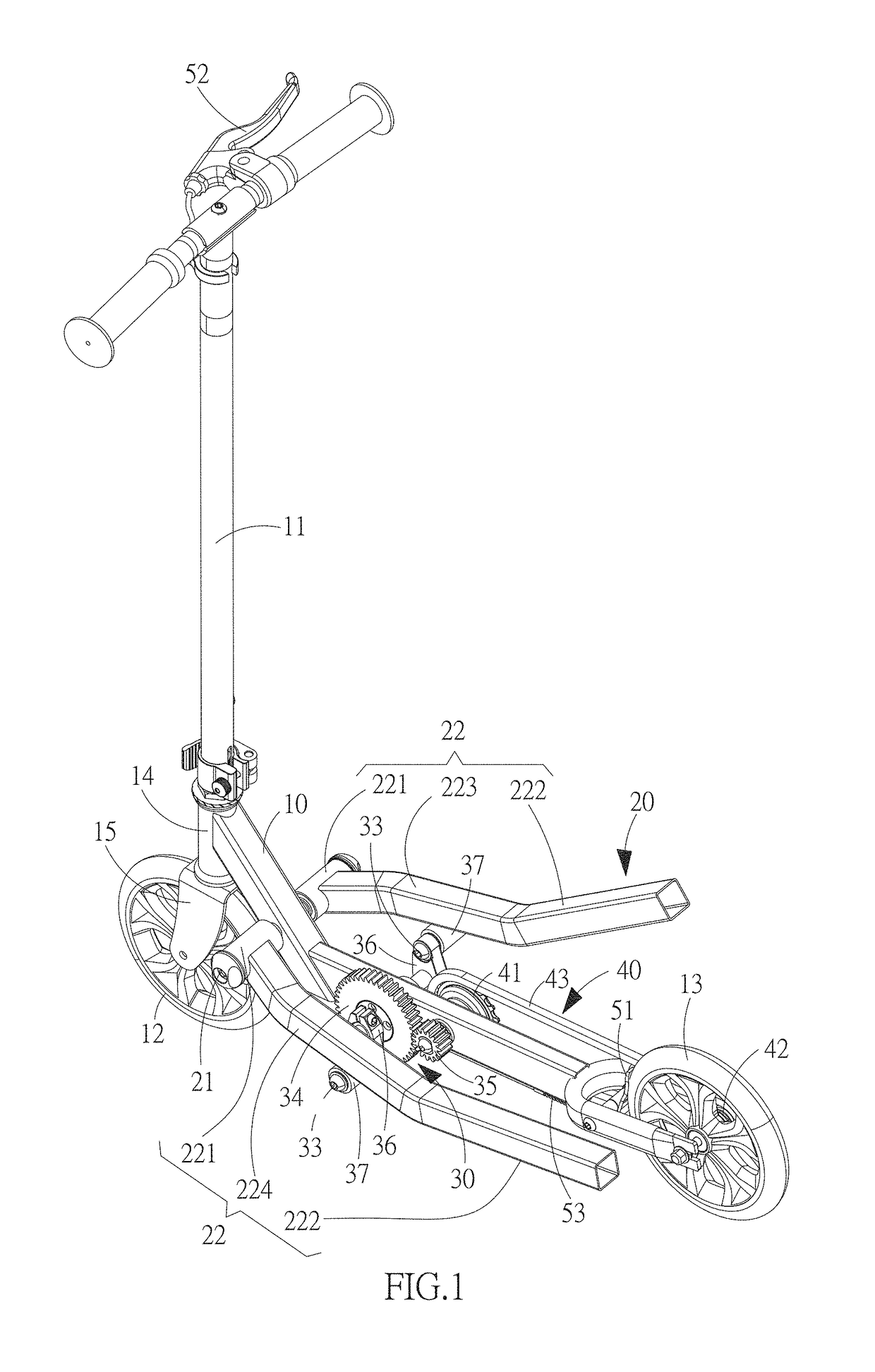 Direct-drive double wing scooter