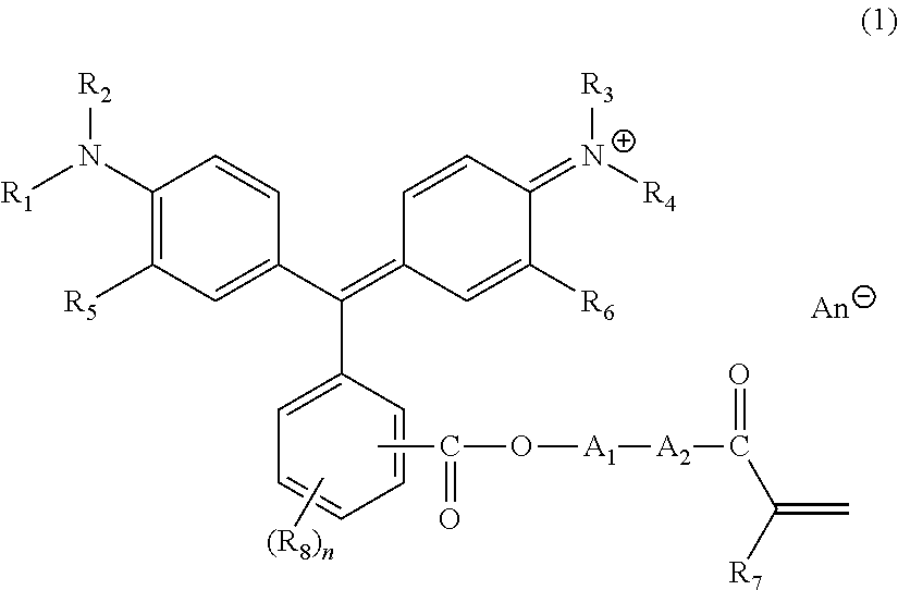 Triphenylmethane-based colored composition