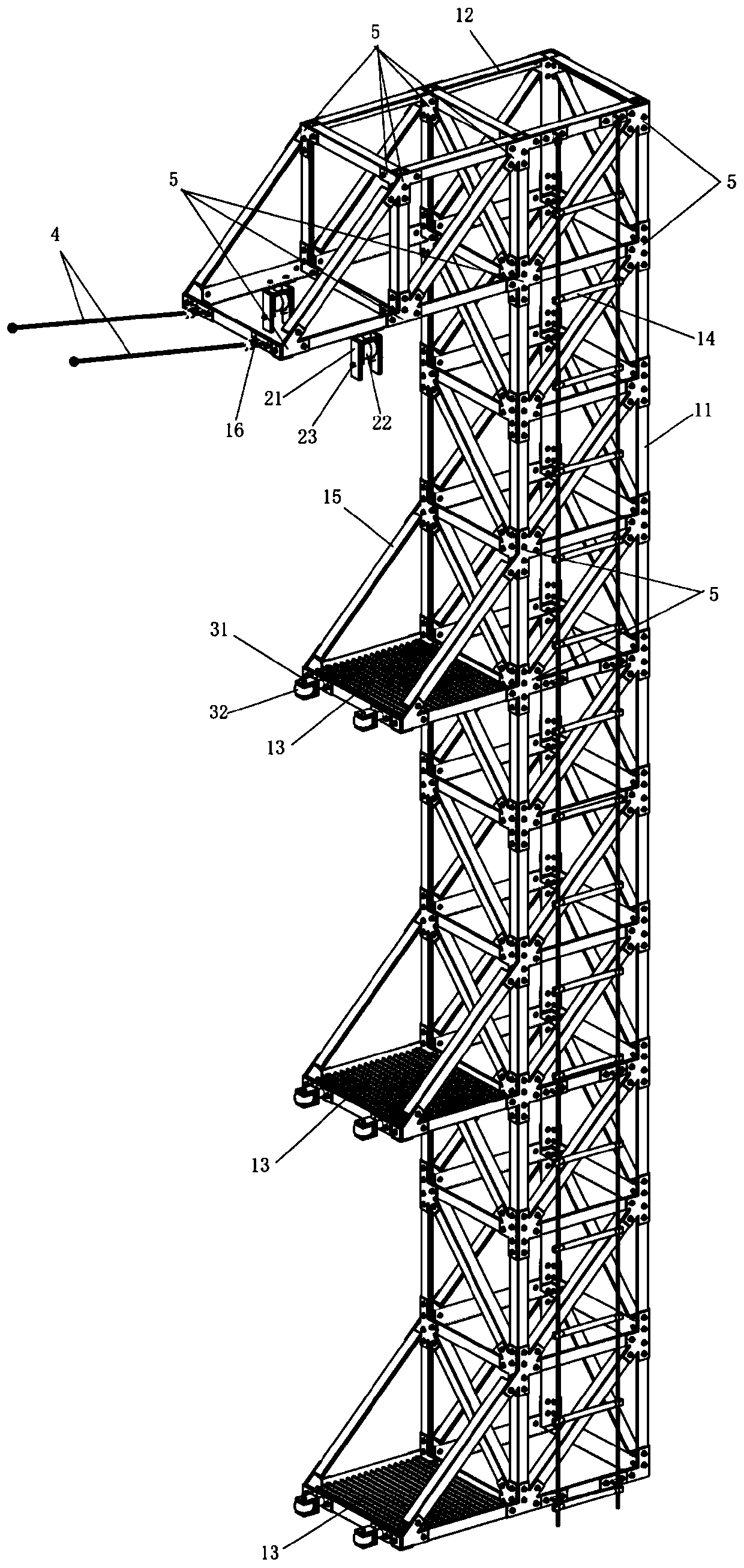 Unitized assembly-type construction hanger capable of annularly sliding and used for storage tank construction