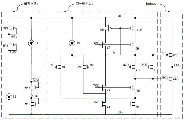 High-gain class AB operational amplifier circuit