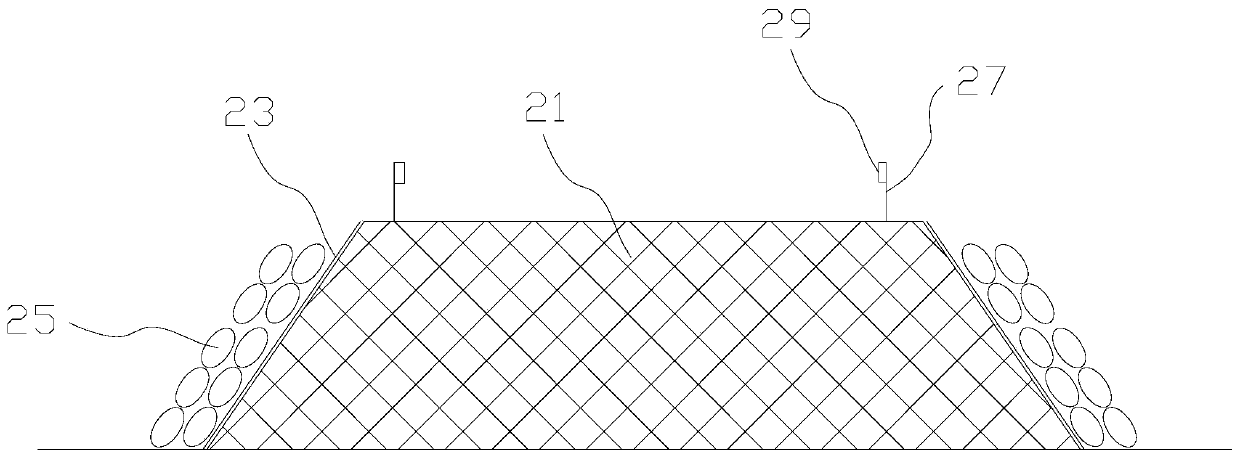 Sandy soil cofferdam system used in still water drainage basin and construction method thereof