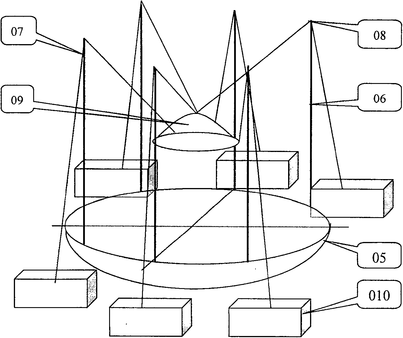 Multiple-wave feed automatic switch and drive device for large-scale flexible radio telescope antenna