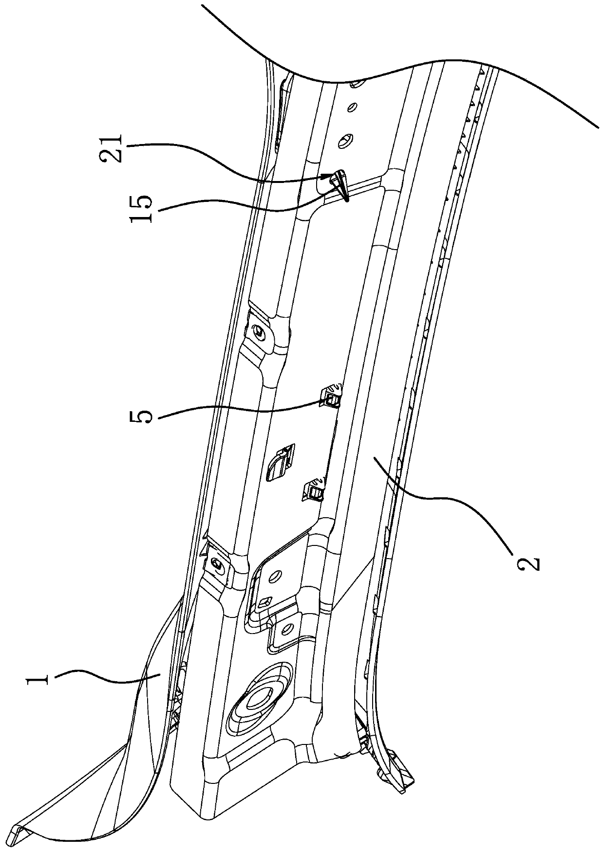 Mounting structure of A-pillar trim and automobile body metal plate