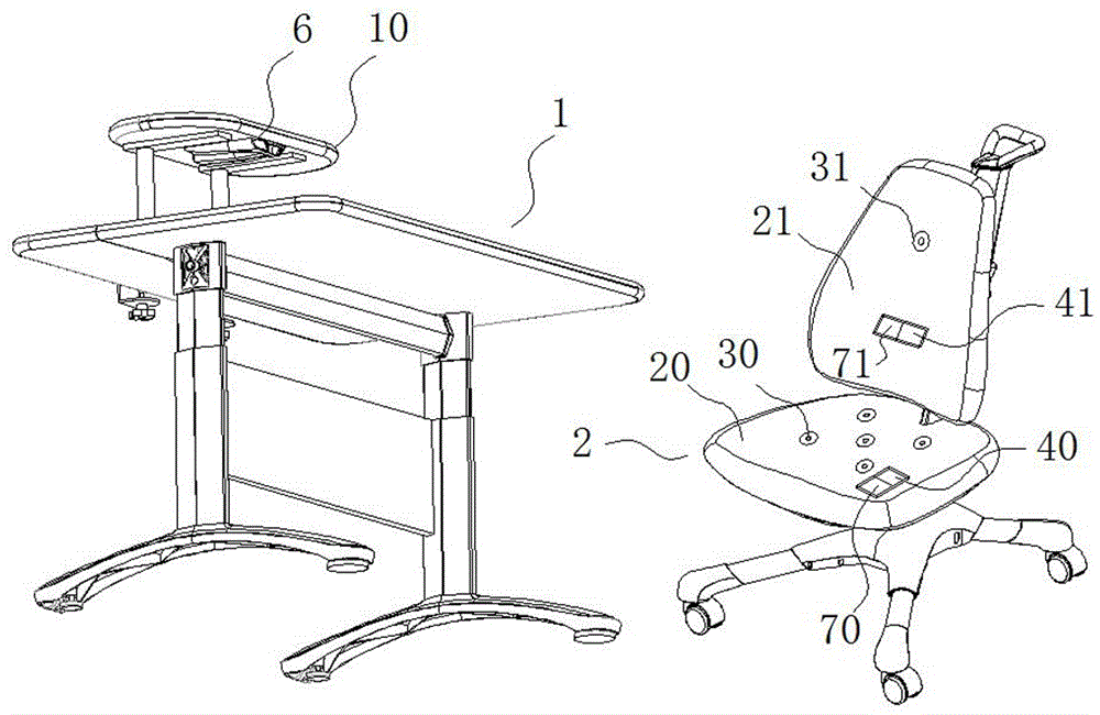 Desk and seat linkage control health prompting system