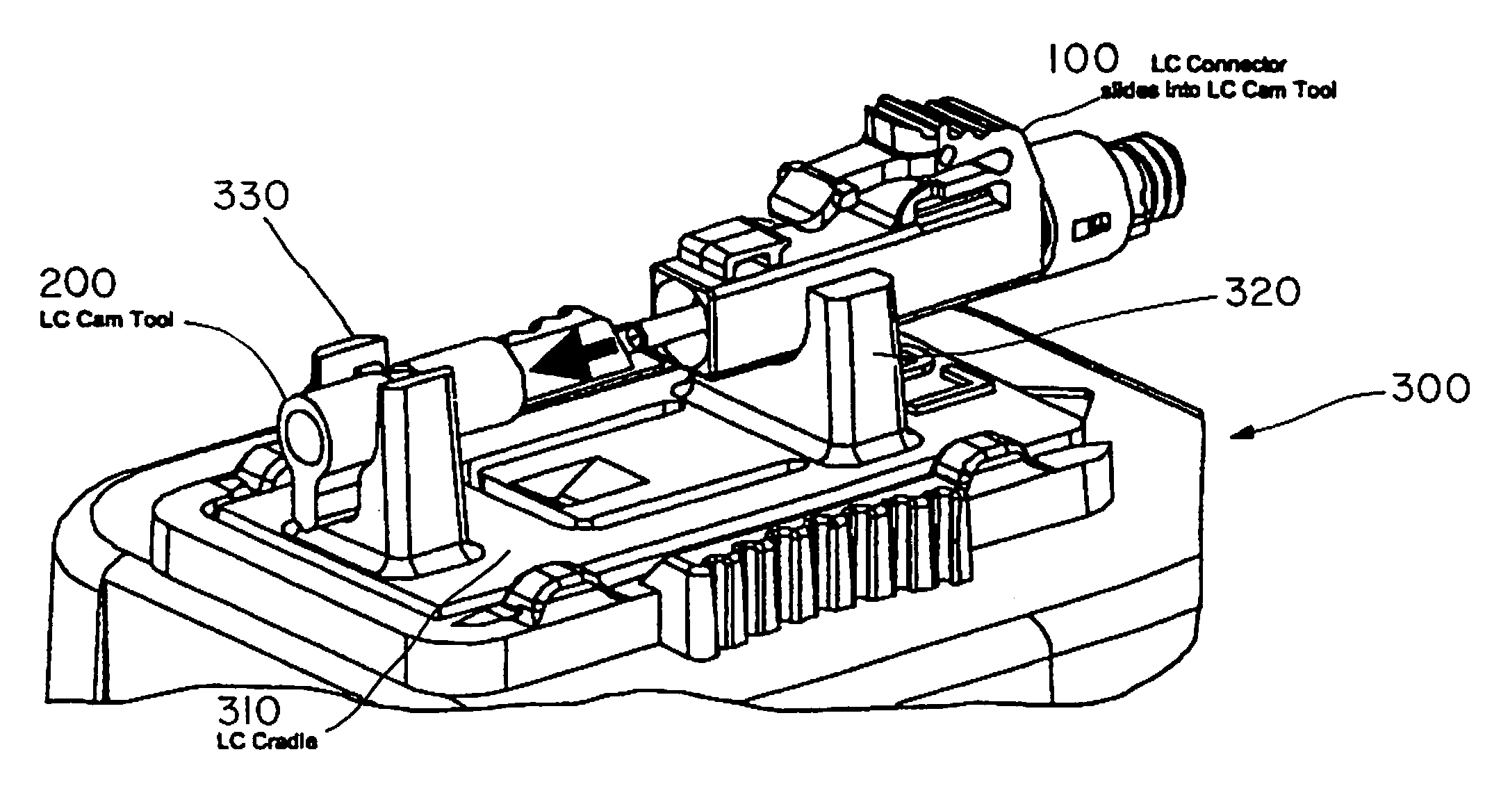 Re-terminable LC connector assembly and cam termination tool