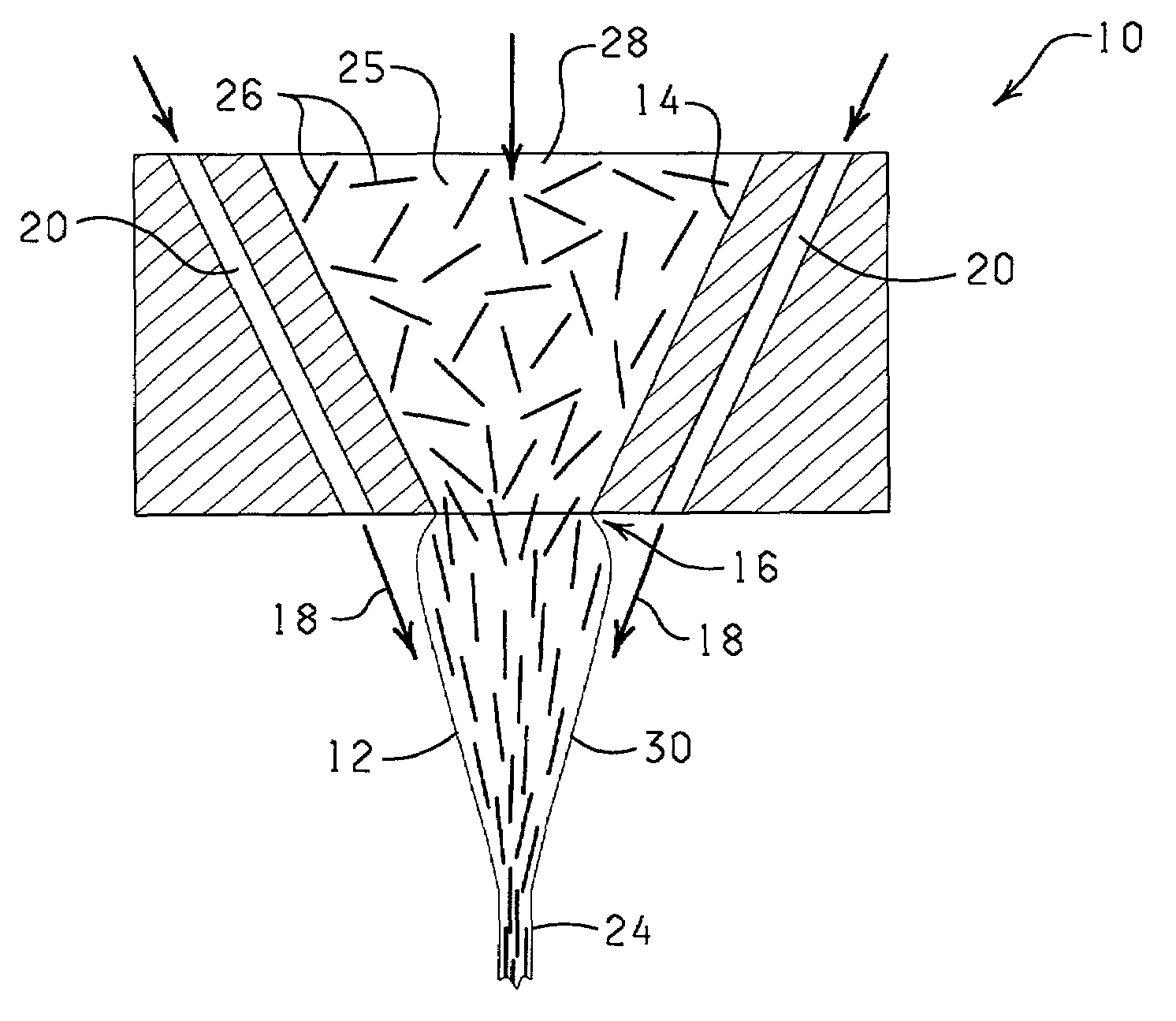 Method for forming a fibers/composite material having an anisotropic structure
