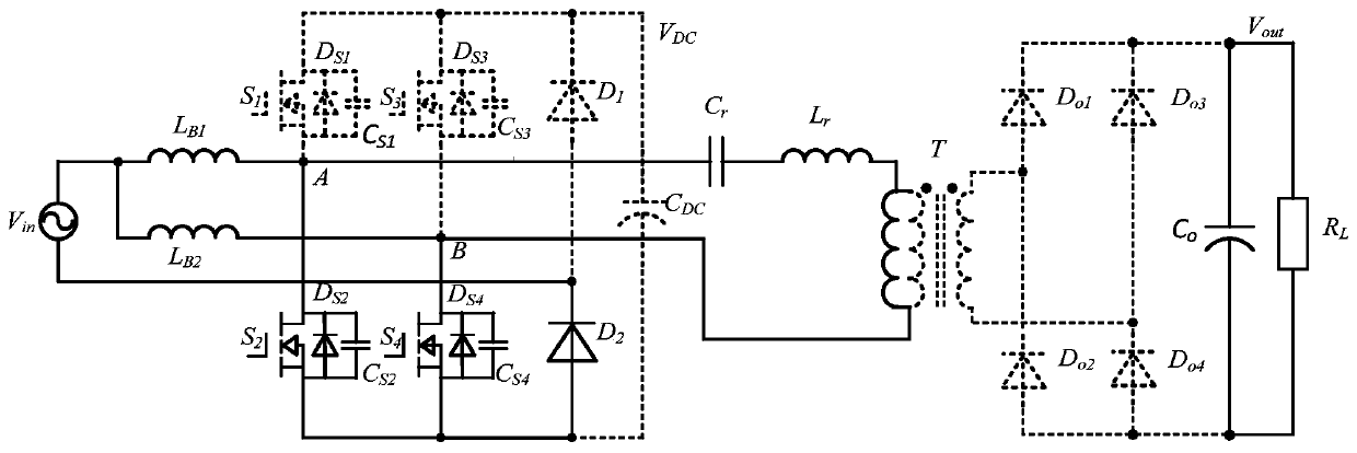 A single-stage isolated ac-dc converter based on interleaved parallel bridgeless pfc circuit and llc resonance