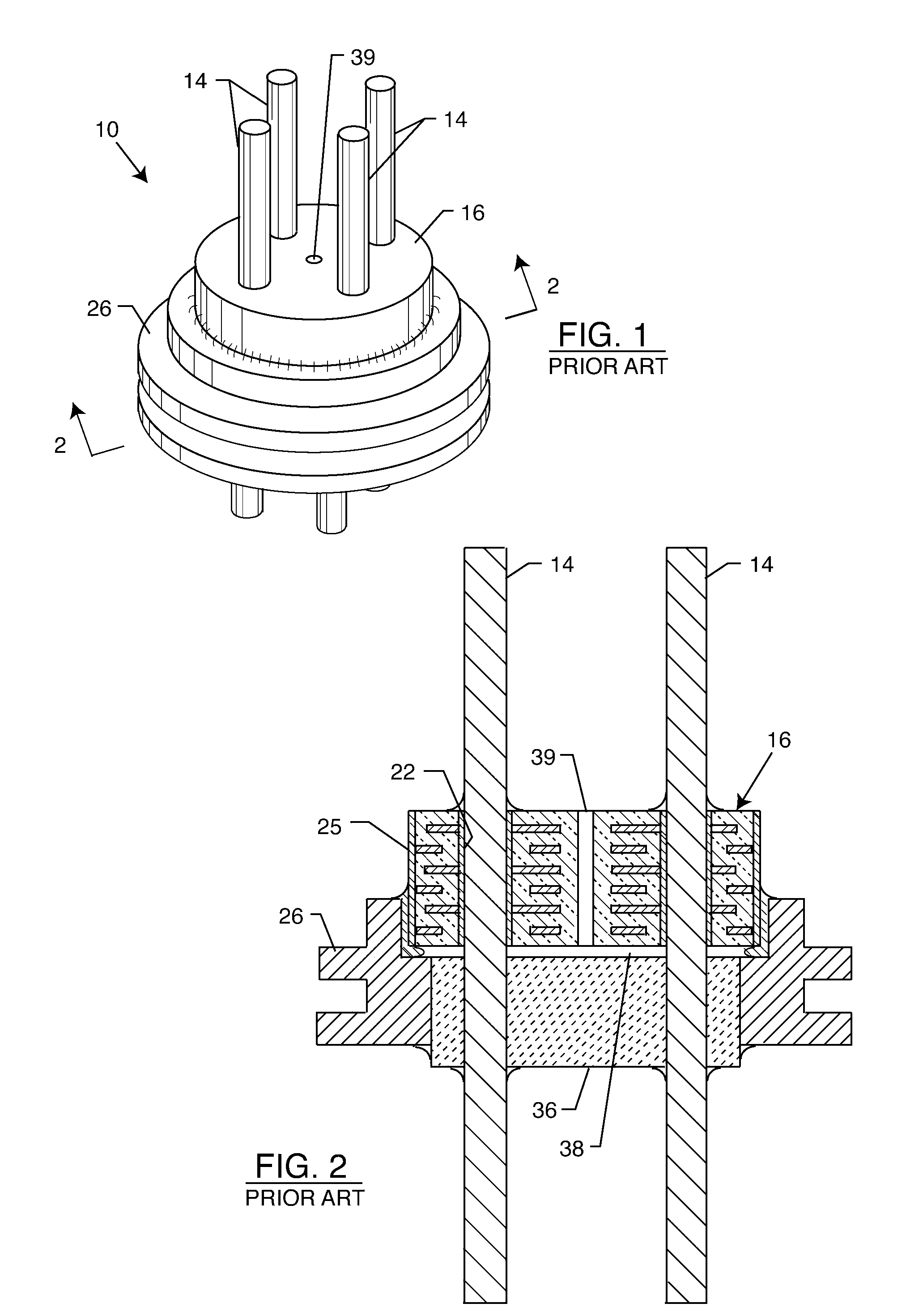 Feedthrough capacitor filter assemblies with laminar flow delaminations for helium leak detection