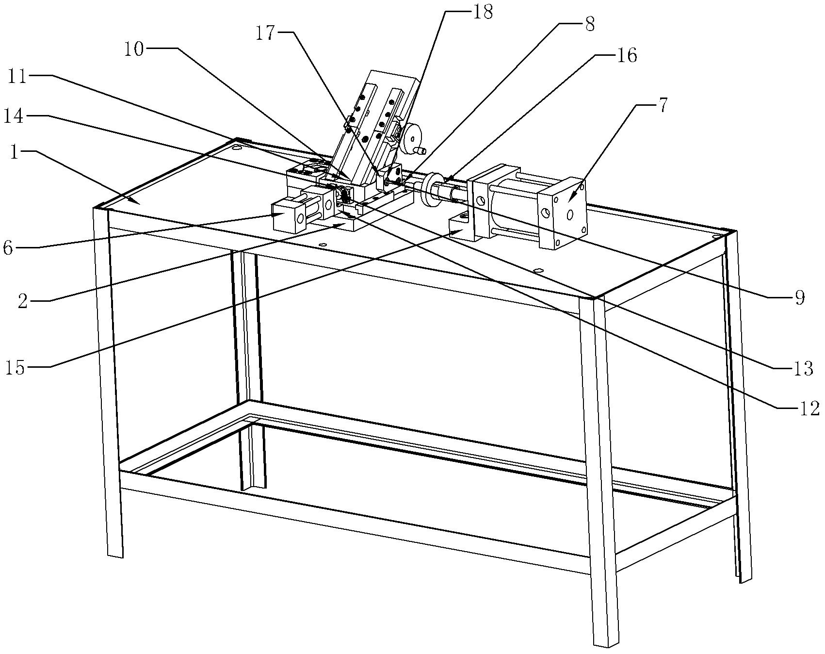Semi-automatic needle-threading device used for buckling pin on pipe joint