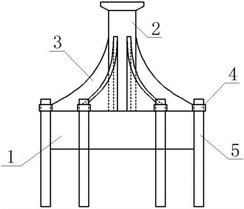 Composite cylinder type foundation with auxiliary piles added in later period