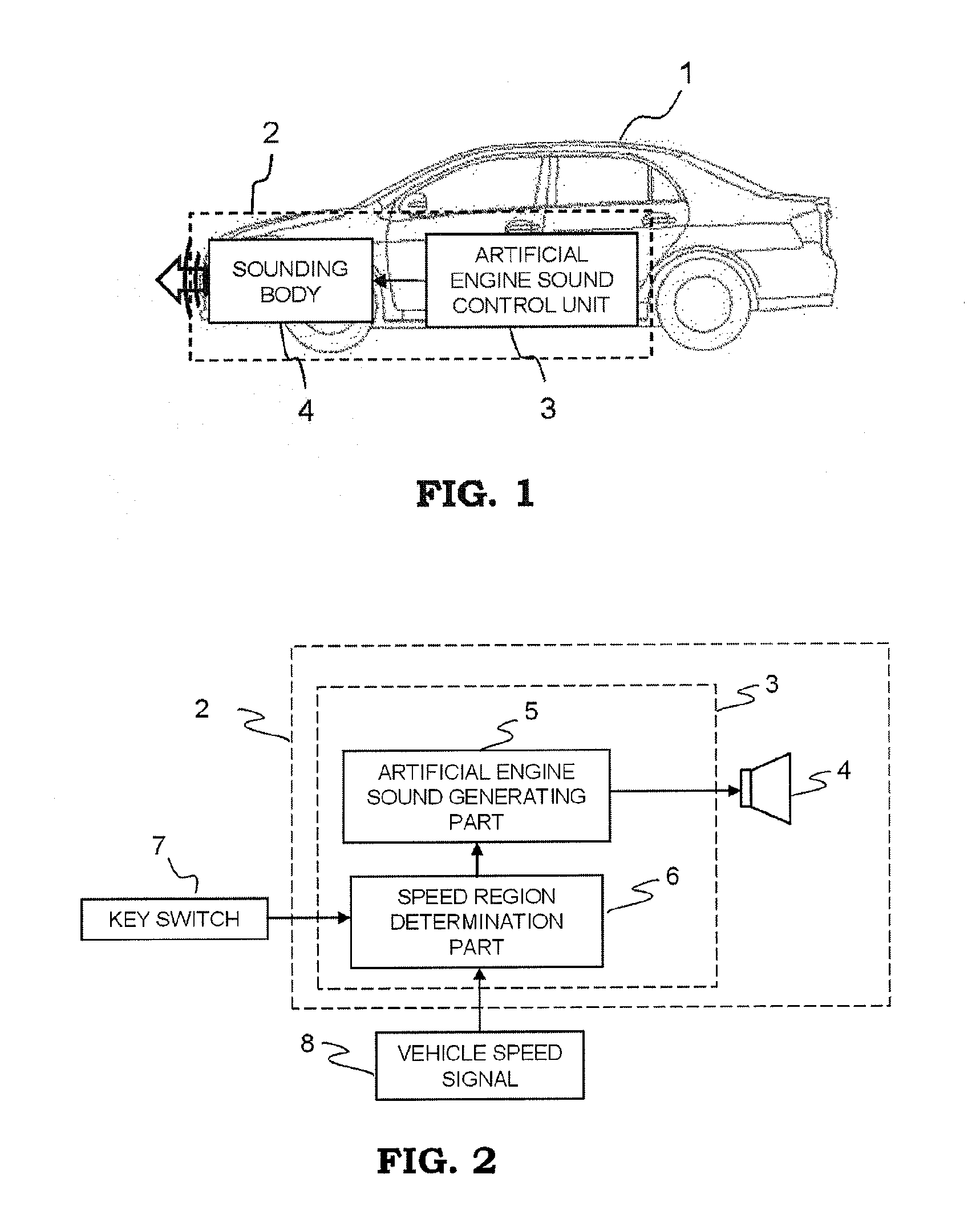 Artificial engine sound control unit, approaching vehicle audible system, and electric vehicle having them