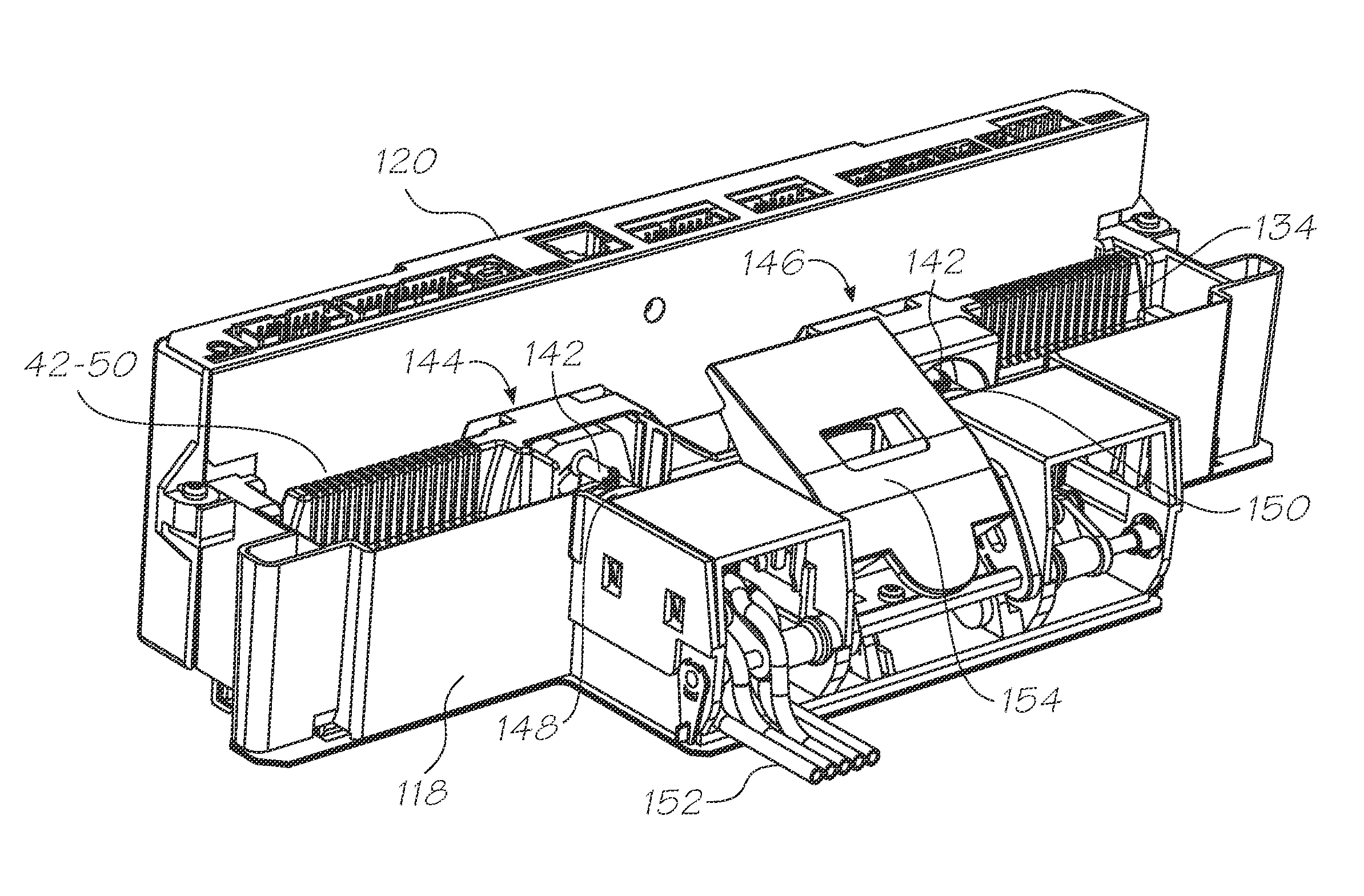 Printer system with printhead carriage connected to ink supply from a single side