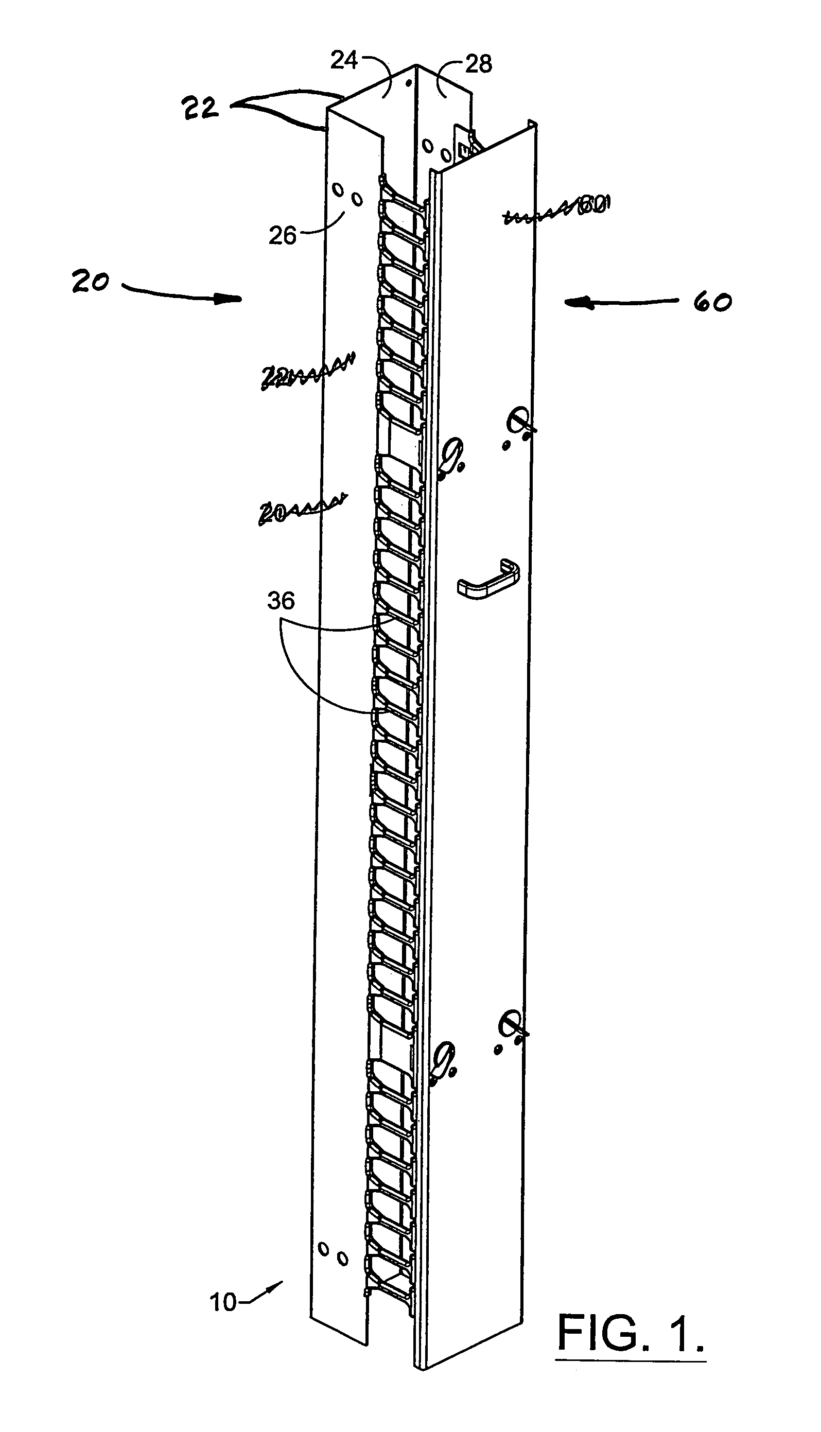 Vertical cable management rack