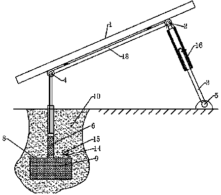 Device for tracking sun declination angles by using underground superficial layer soil temperatures and adjusting method
