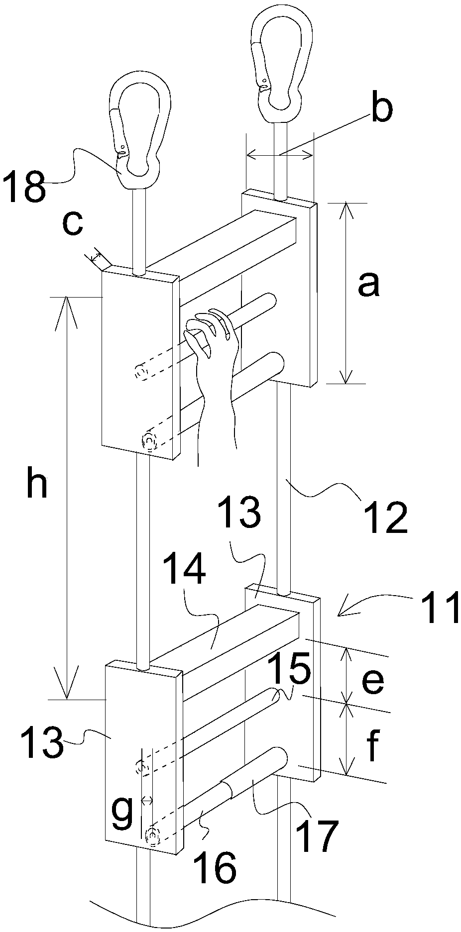 Device for escape up and down the floor and its application method