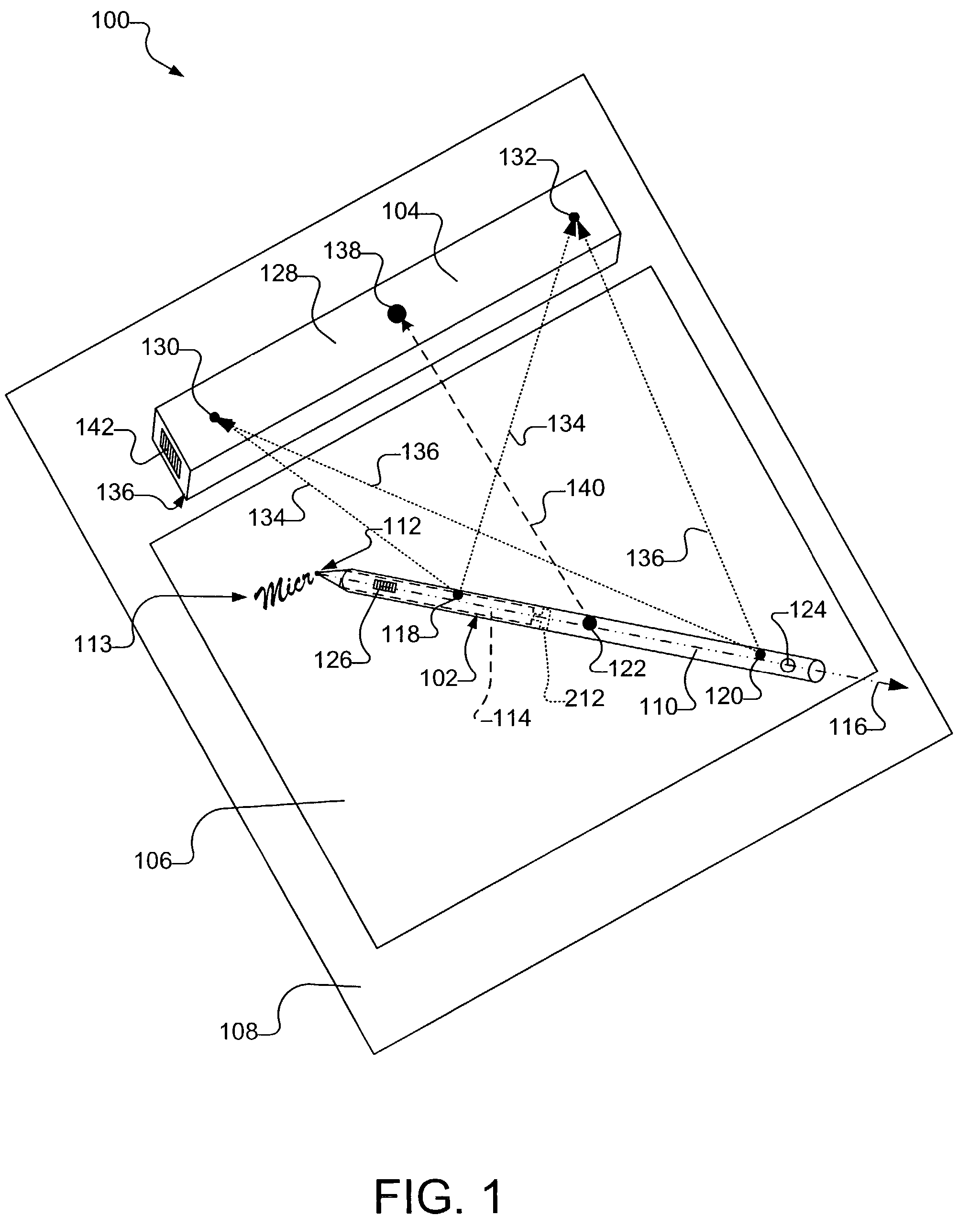 Determining the location of the tip of an electronic stylus