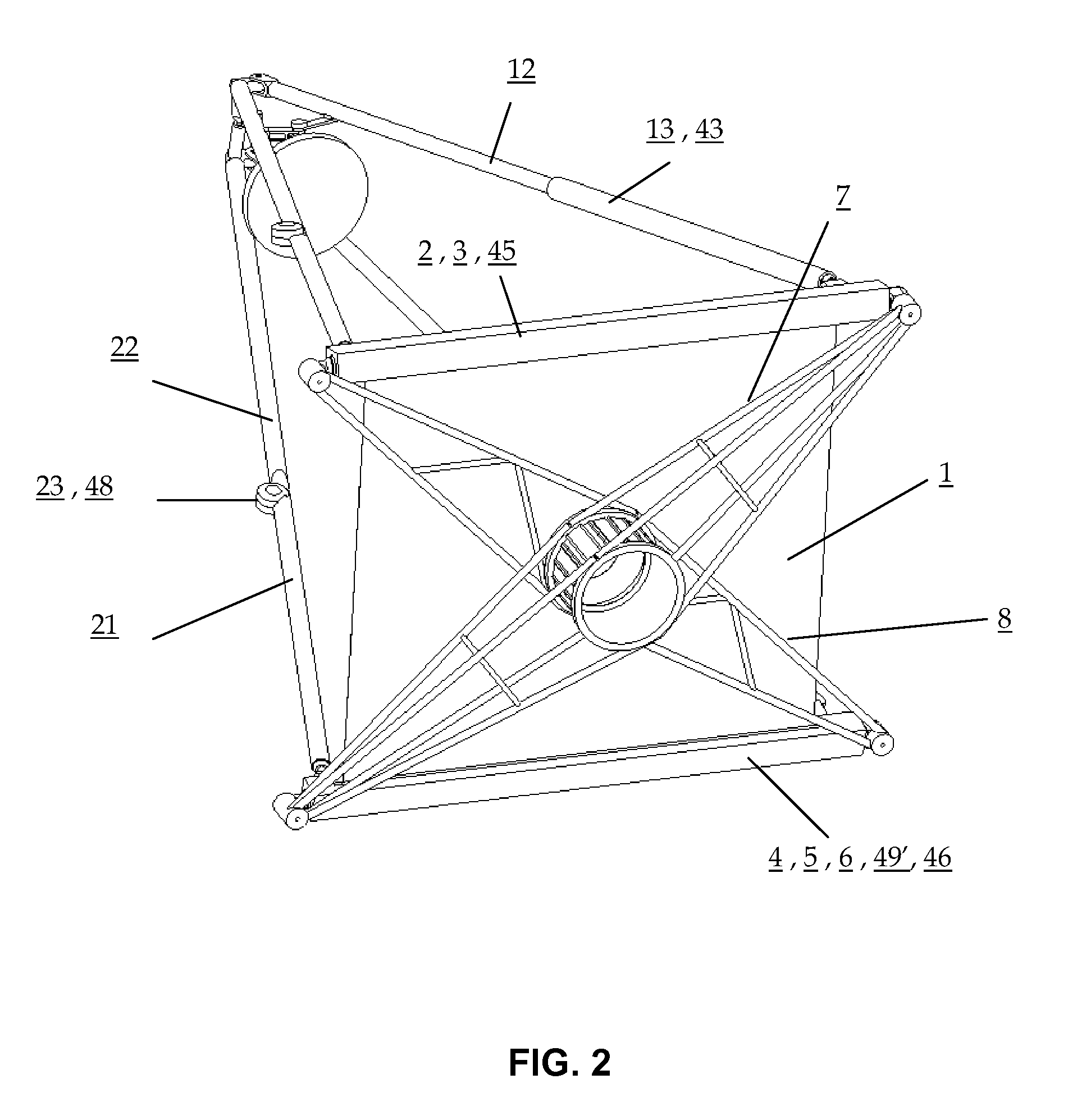 Deployable telescope having a thin-film mirror and metering structure