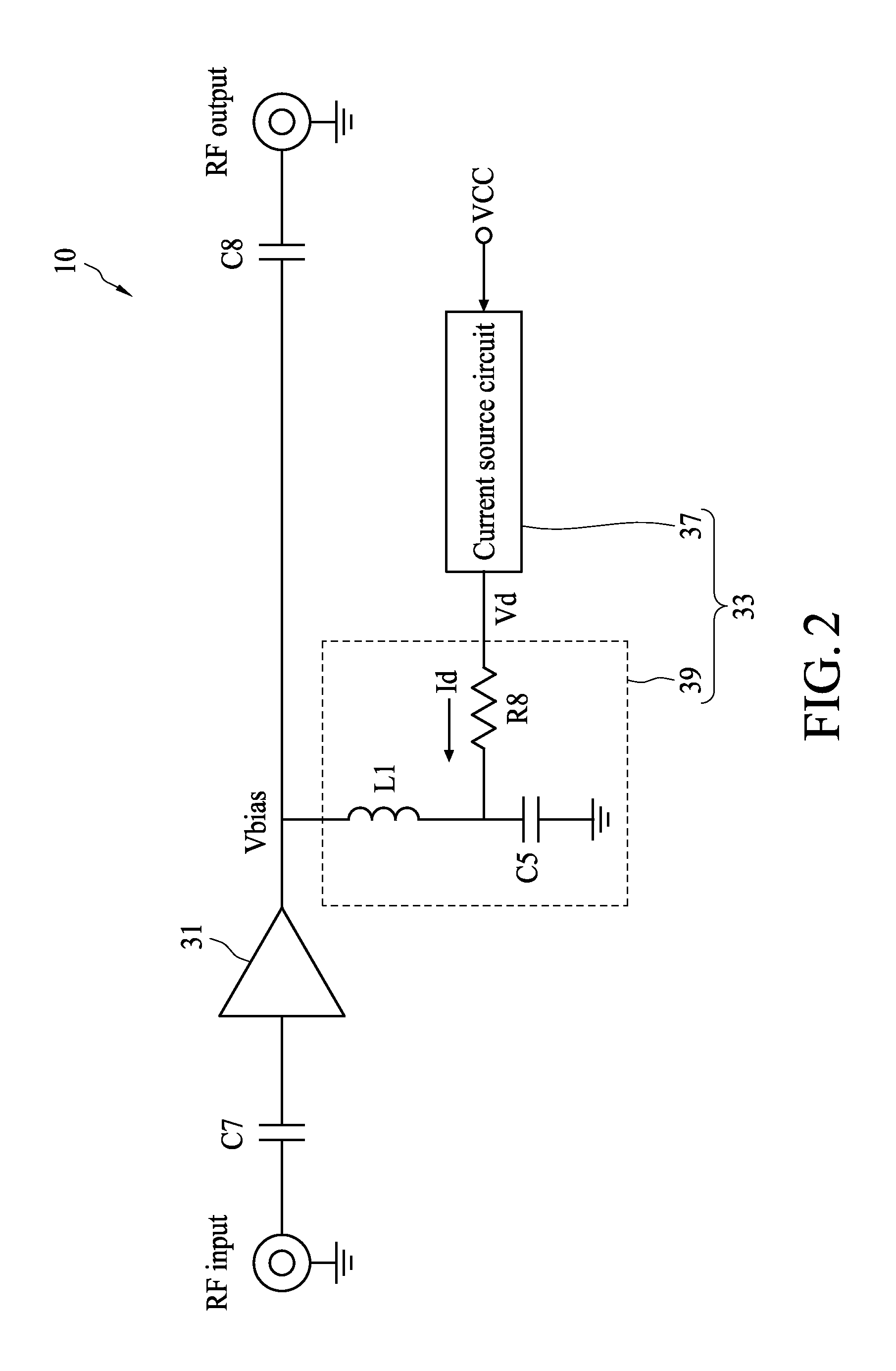 Precise current source circuit for bias supply of RF MMIC gain block amplifier application