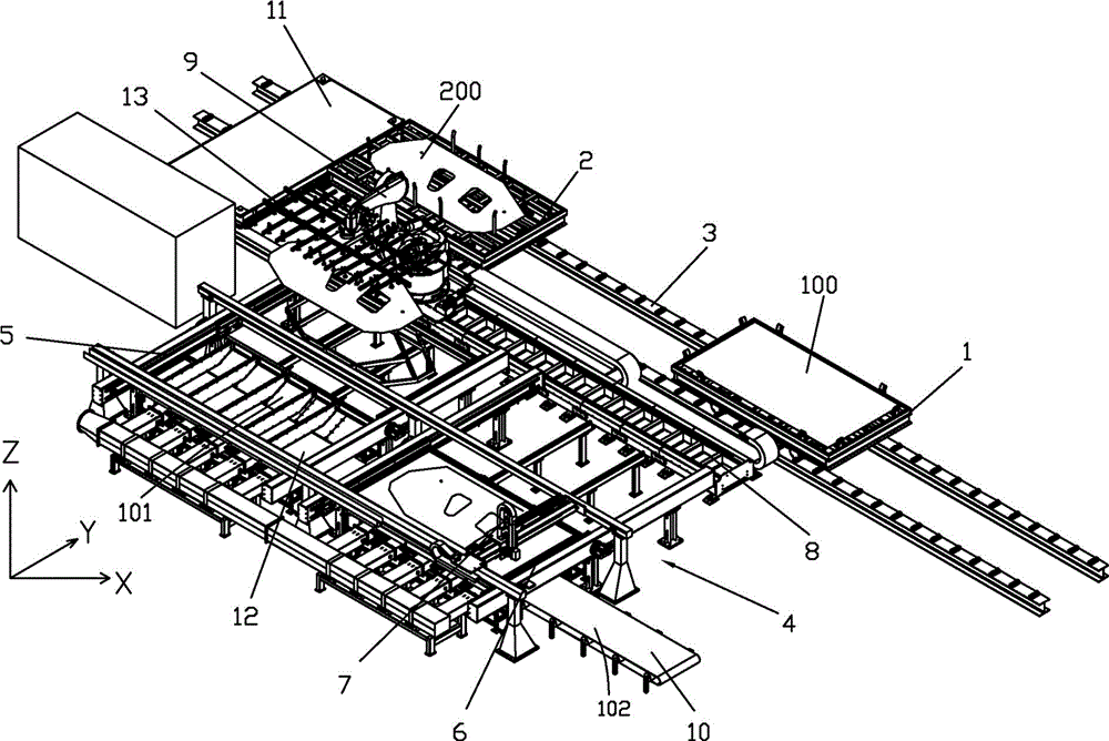 Metal plate feeding, discharging and cutting method and system