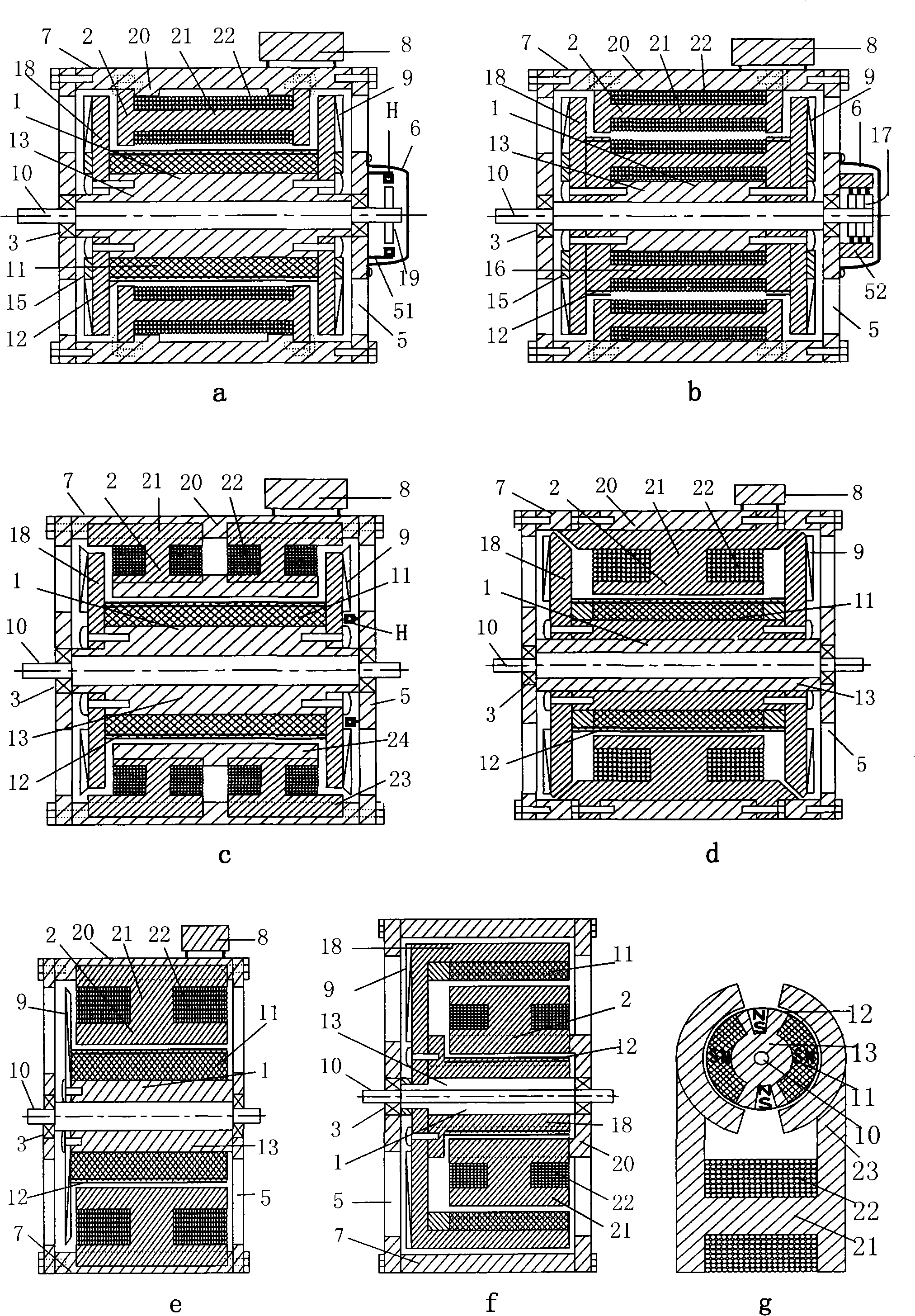 Motor with strong weak air-gap field in alternative distribution