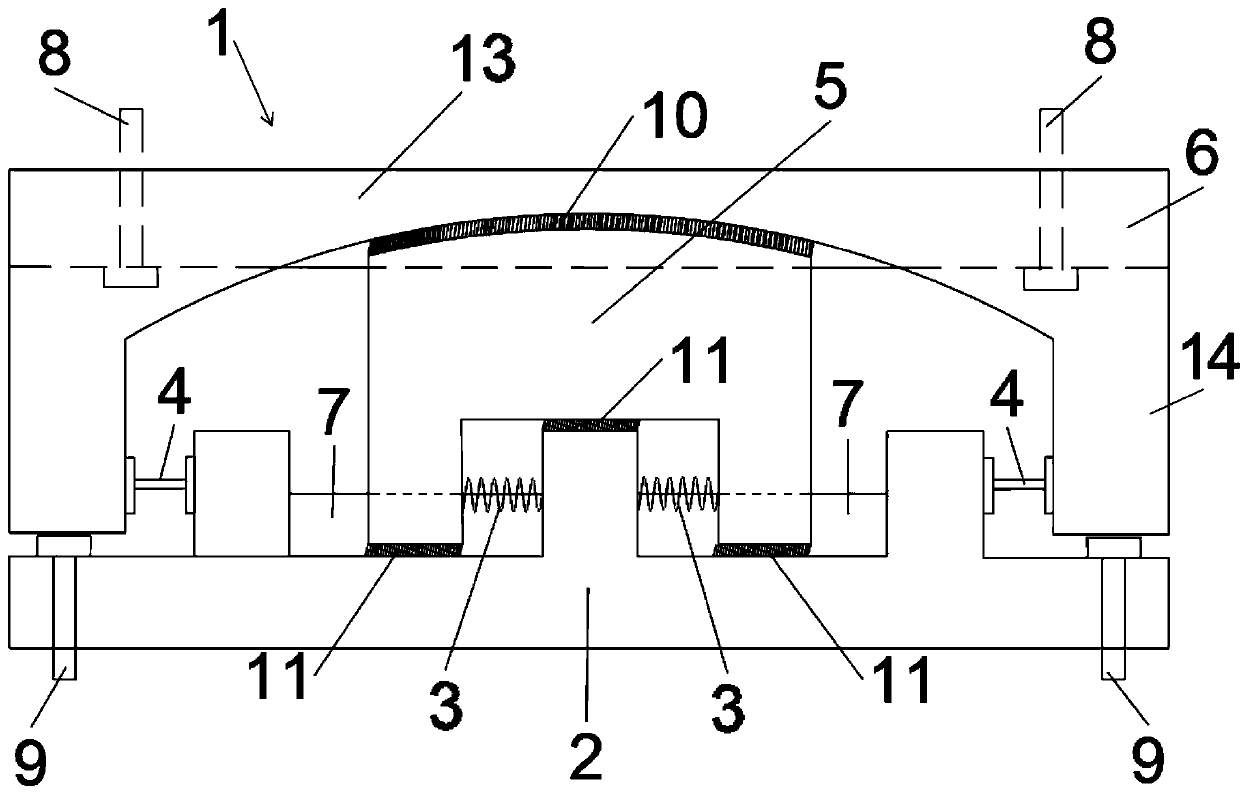 Resettable sliding friction shock insulation and absorption support