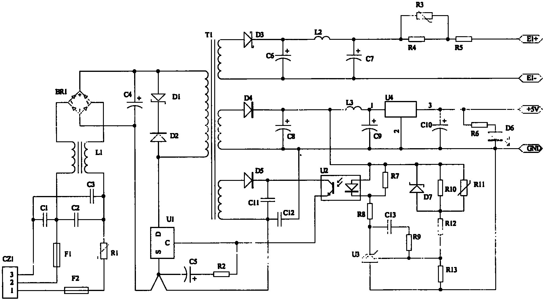 Trigger power supply capable of following temperature characteristic of thyristor