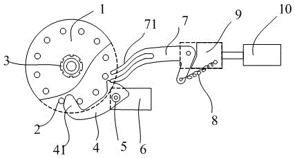 Index location mechanism of grass mowing disc of farm machinery