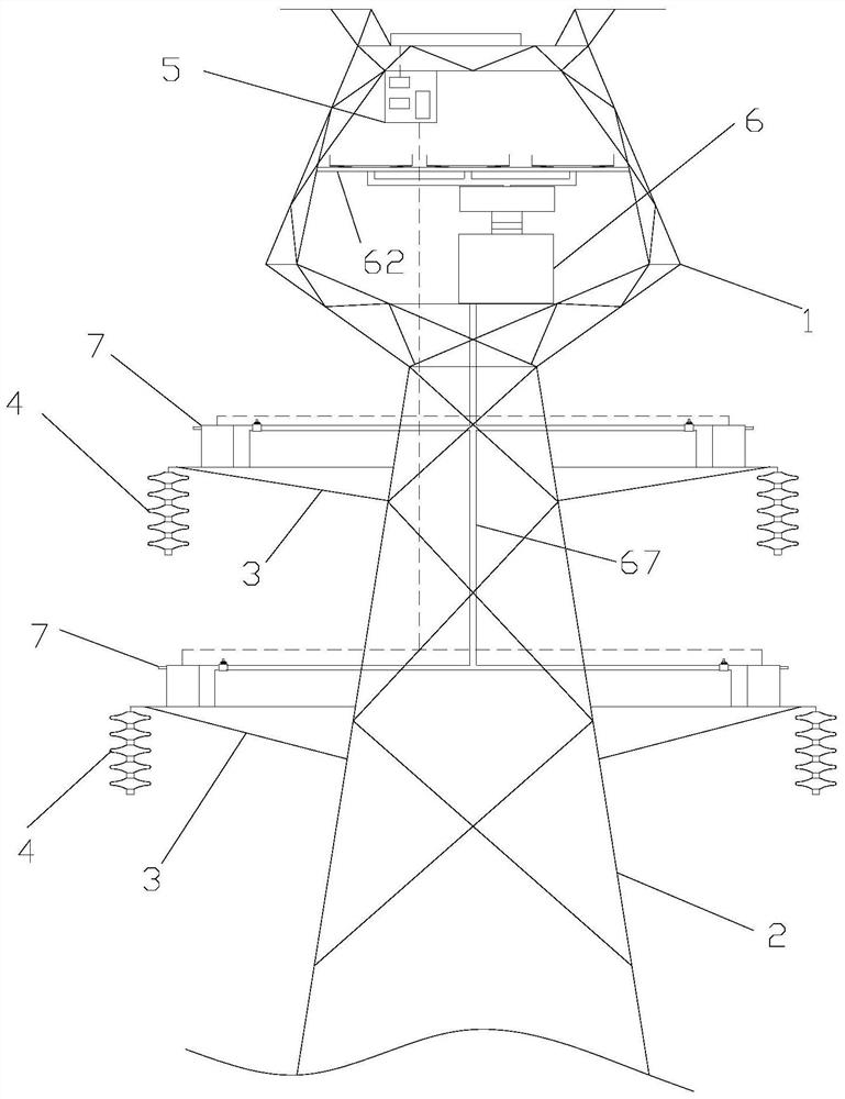 A transmission tower for power transmission and bird repelling method thereof