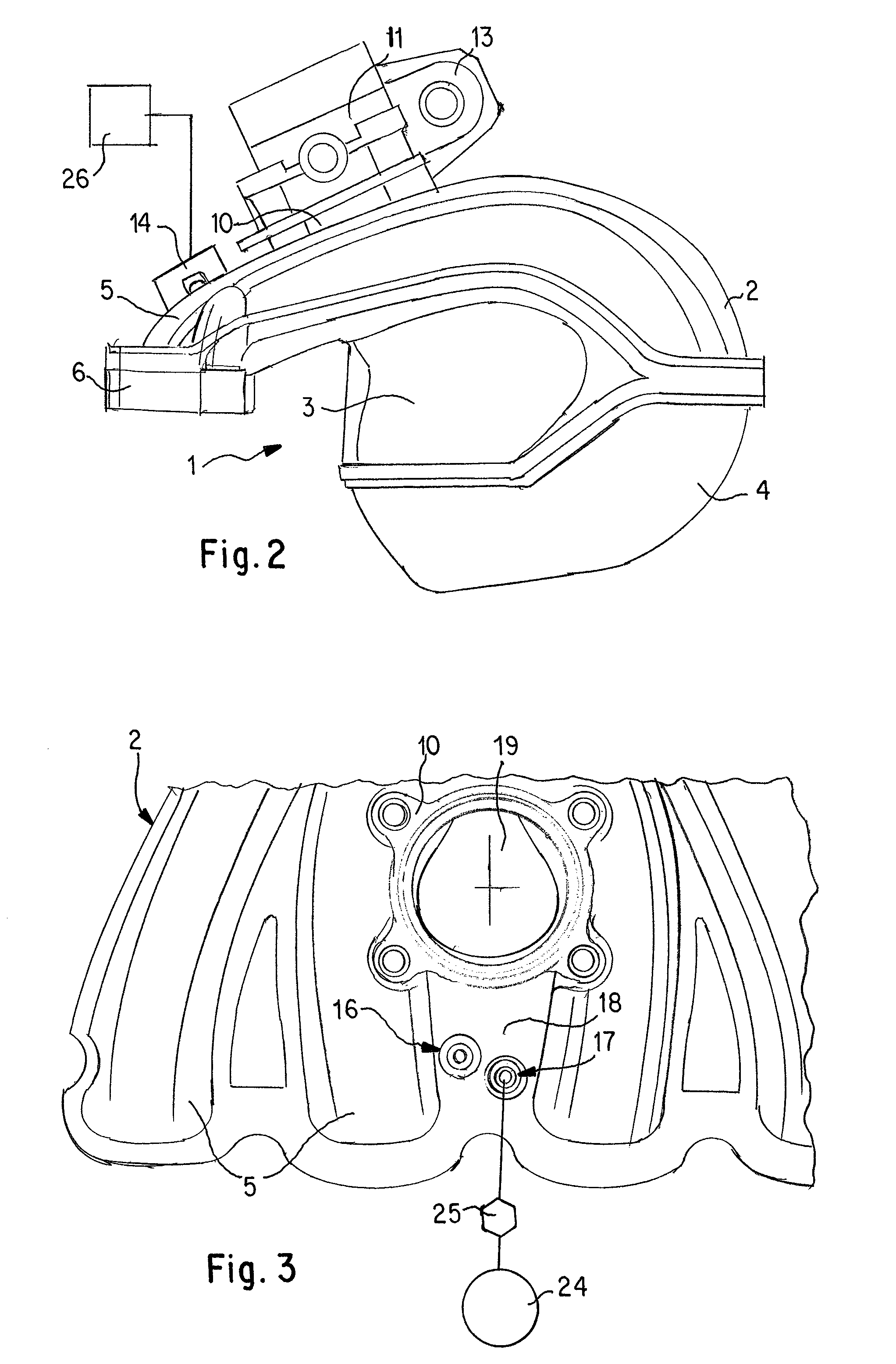 Multi-shell air intake manifold with passage for map sensor and method of producing same
