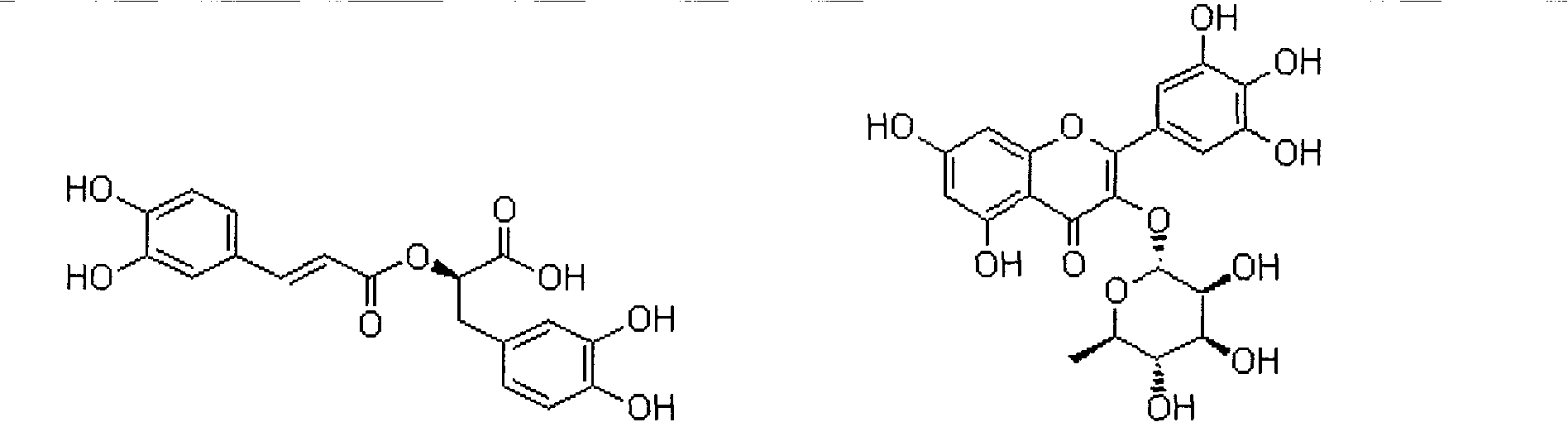 Rosmarinic acid and myricetin medicament formula and application thereof in treatment of Parkinson disease