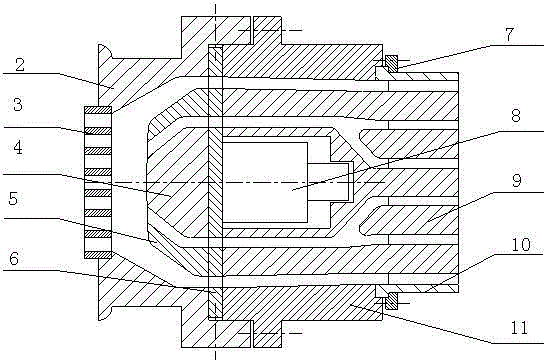 A micro-groove group extrusion molding device for ultrasonic rough surface