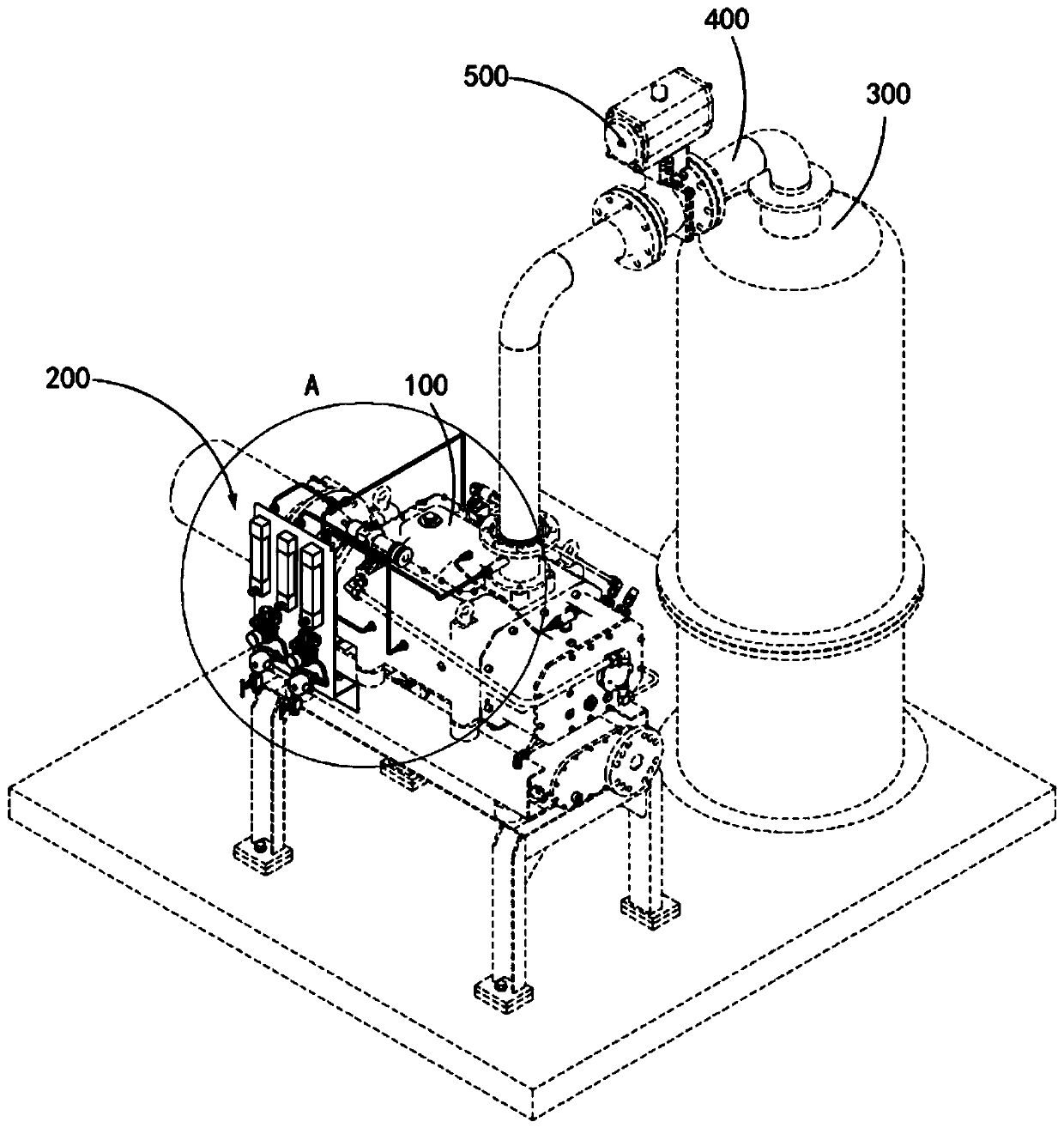 Dry vacuum pump and crude oil vacuum flash evaporation treatment device